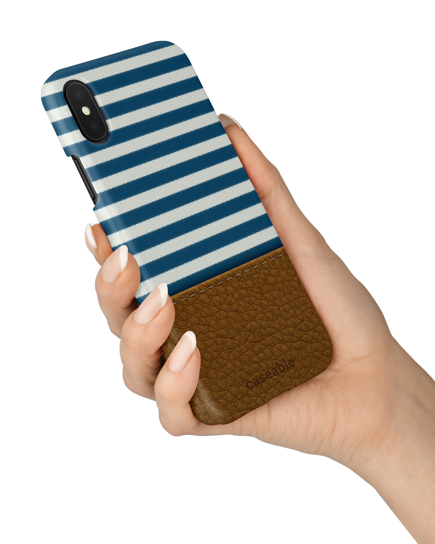 Nautical Hard Shell Phone Case Apple iPhone X, Apple iPhone XS held in hand