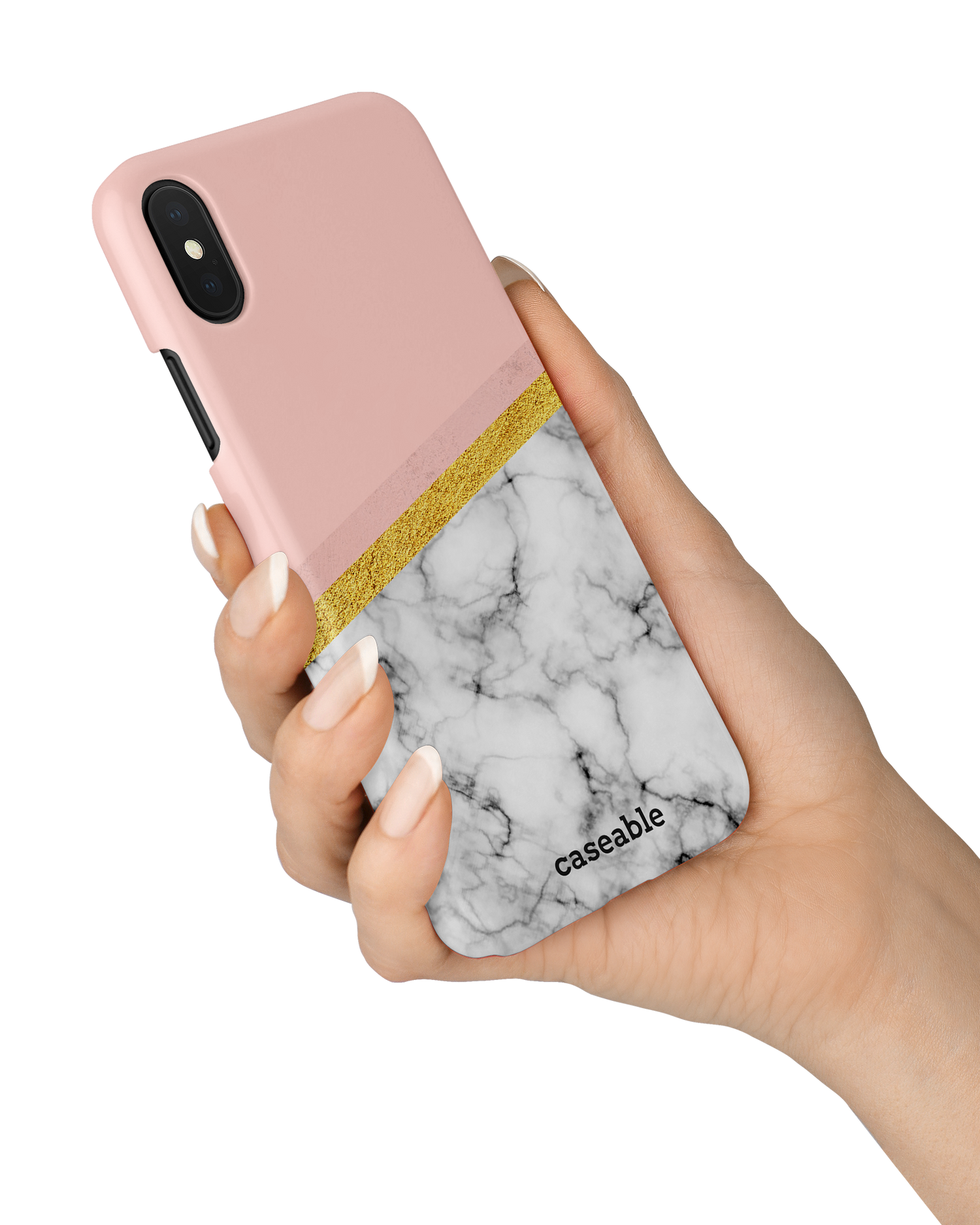 Marble Slice Hard Shell Phone Case Apple iPhone X, Apple iPhone XS held in hand