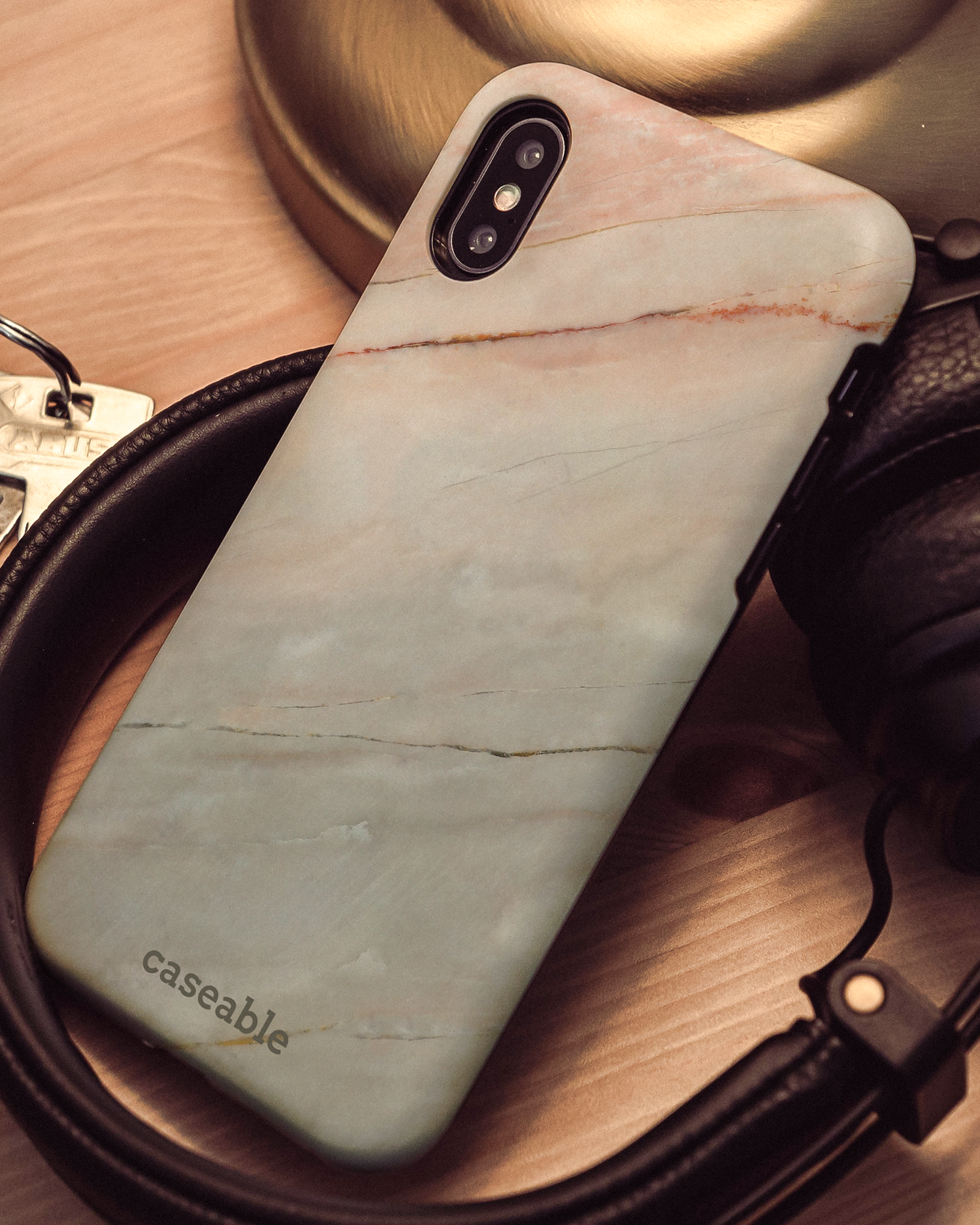 Mother of Pearl Marble Hard Shell Phone Case Apple iPhone X, Apple iPhone XS: Mood Shot