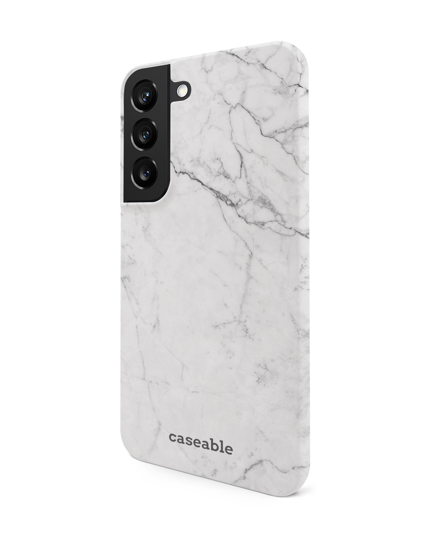 White Marble Hard Shell Phone Case Samsung Galaxy S22 5G: View from the right side
