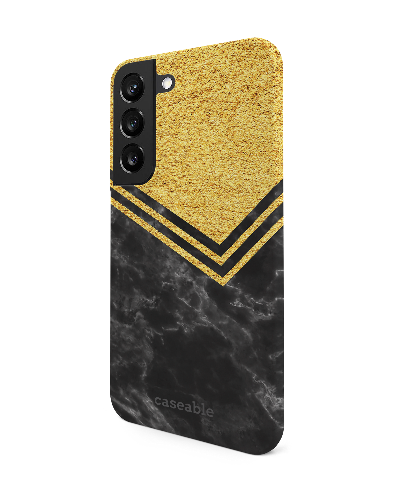 Gold Marble Hard Shell Phone Case Samsung Galaxy S22 5G: View from the right side