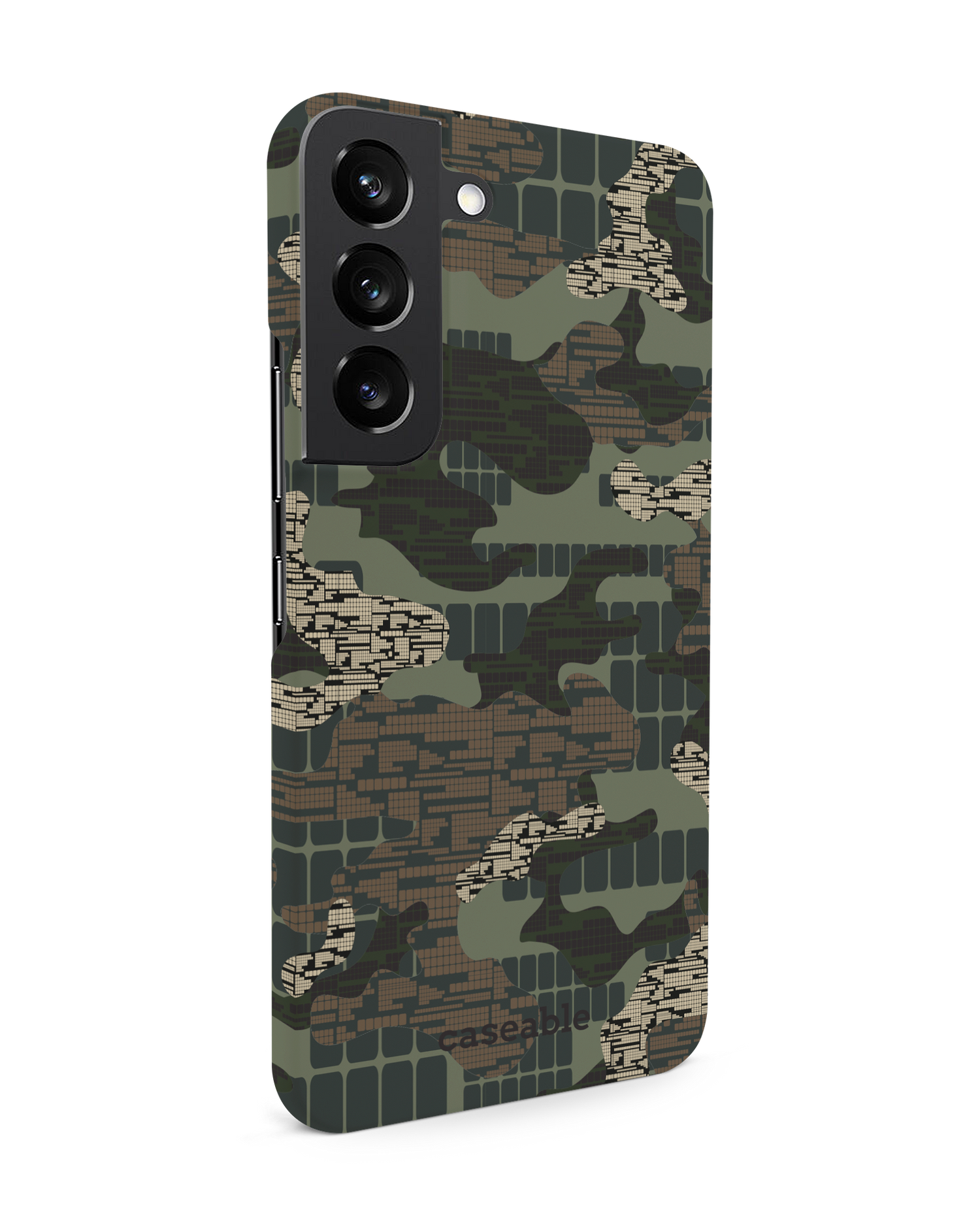 Green Camo Mix Hard Shell Phone Case Samsung Galaxy S22 5G: View from the left side