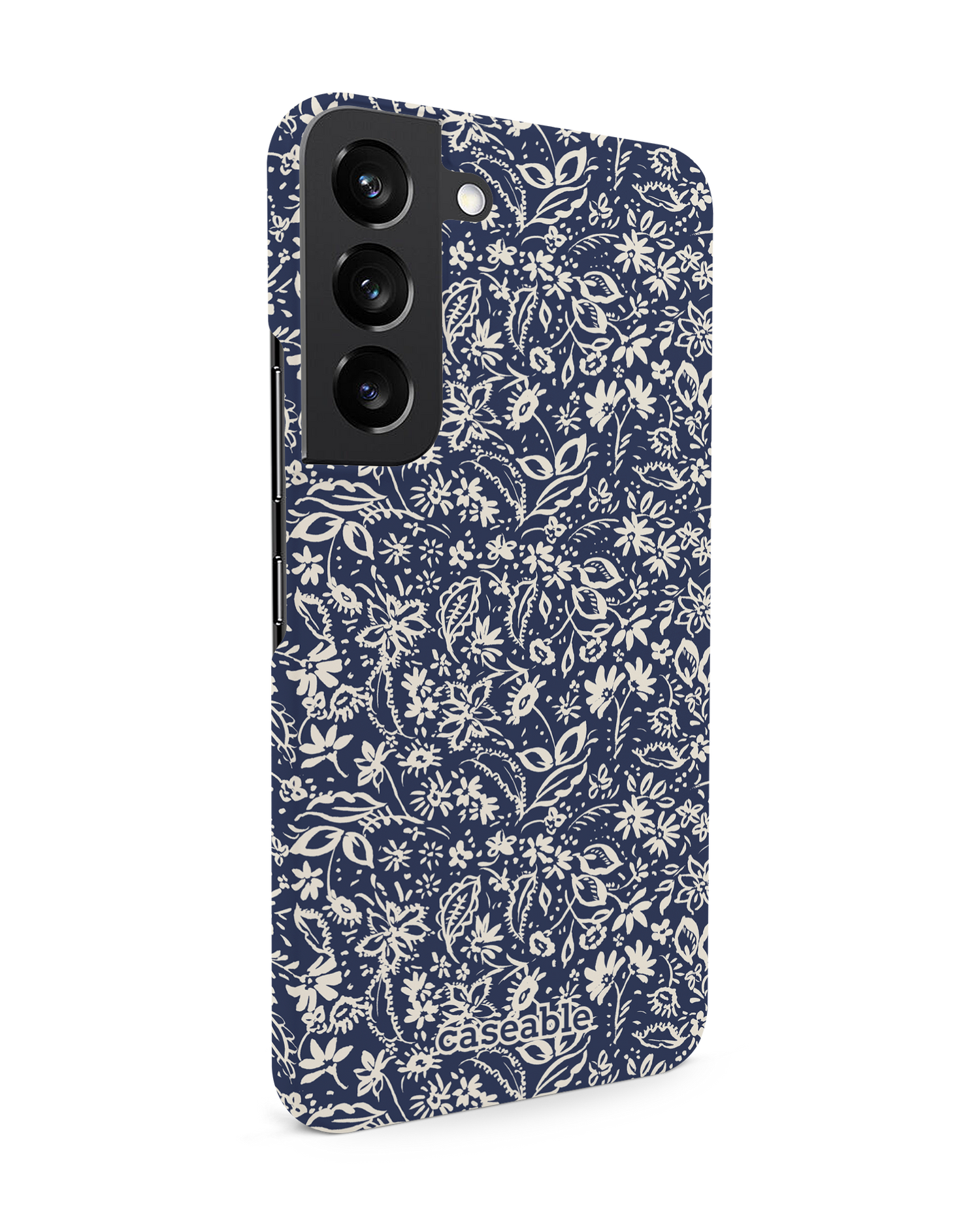 Ditsy Blue Paisley Hard Shell Phone Case Samsung Galaxy S22 5G: View from the left side