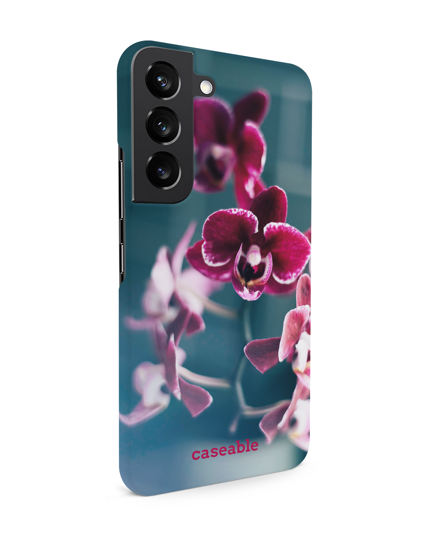 Orchid Hard Shell Phone Case Samsung Galaxy S22 5G: View from the left side