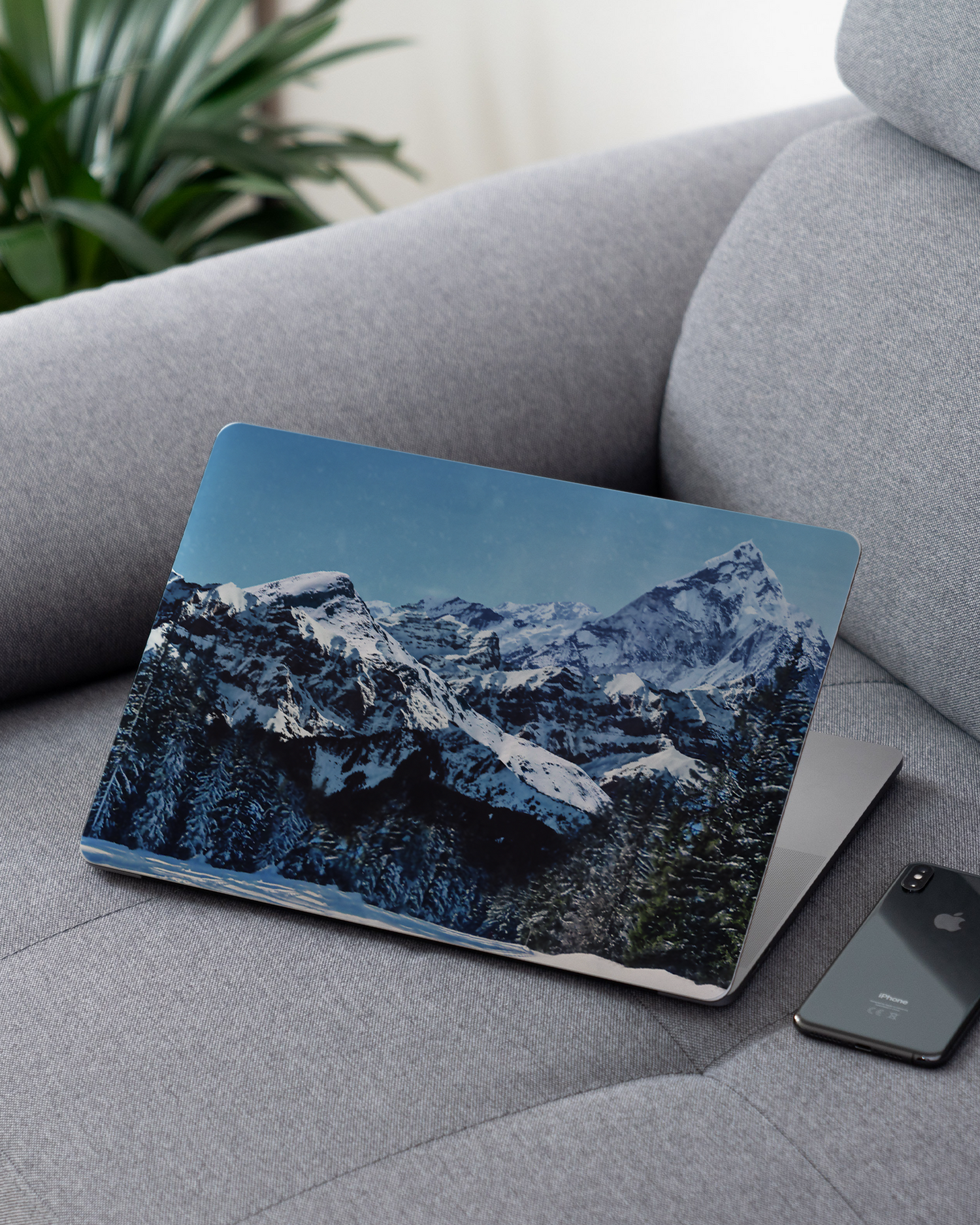 Winter Landscape Laptop Skin for 13 inch Apple MacBooks on a couch