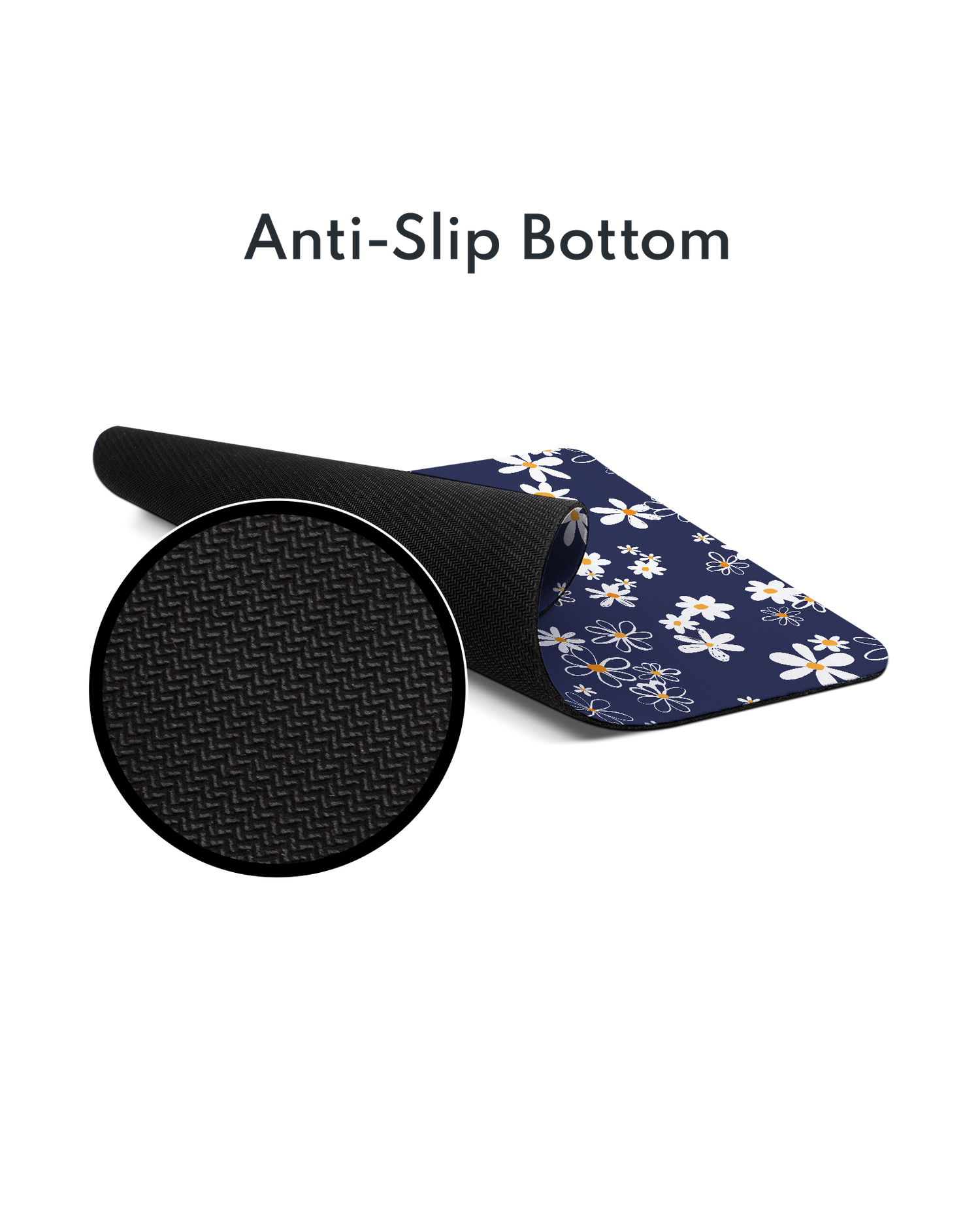 Navy Daisies Mouse Pad with Non-slip Underside