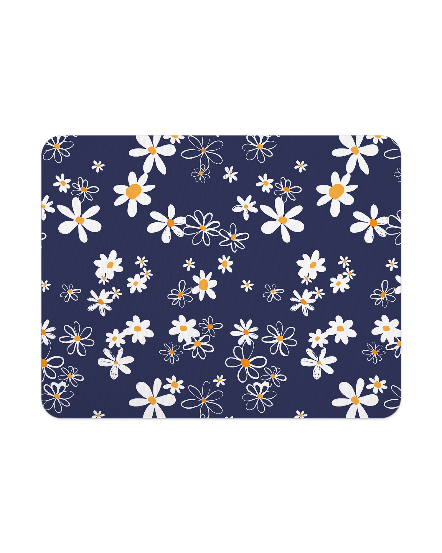 Navy Daisies Mouse Pad from Top