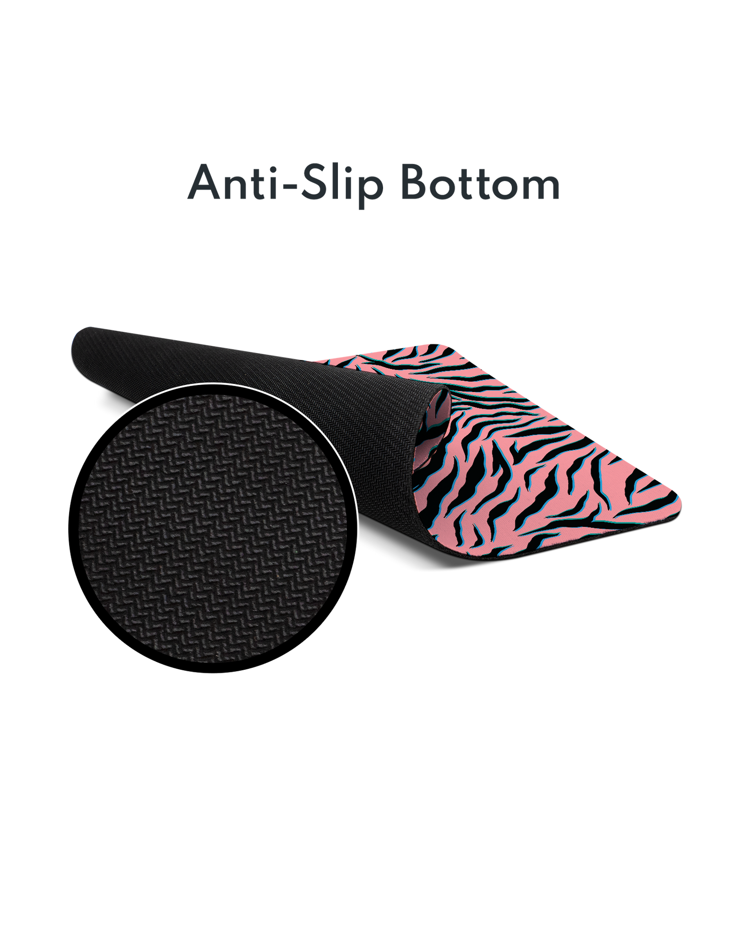 Pink Zebra Mouse Pad with Non-slip Underside