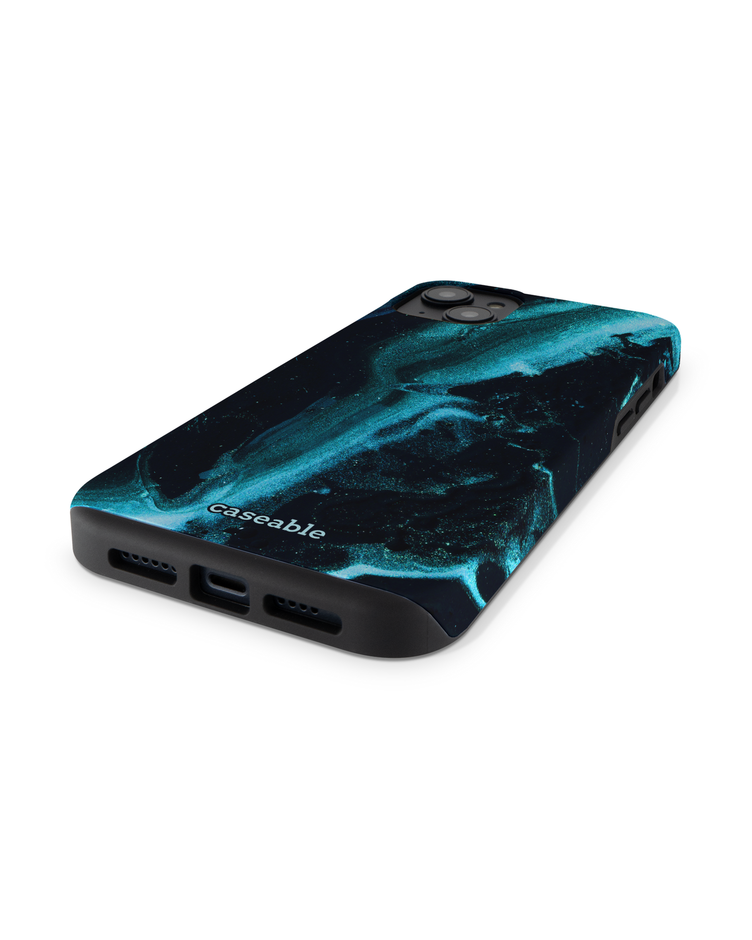 Deep Turquoise Sparkle Premium Phone Case for Apple iPhone 14 Plus: Lying