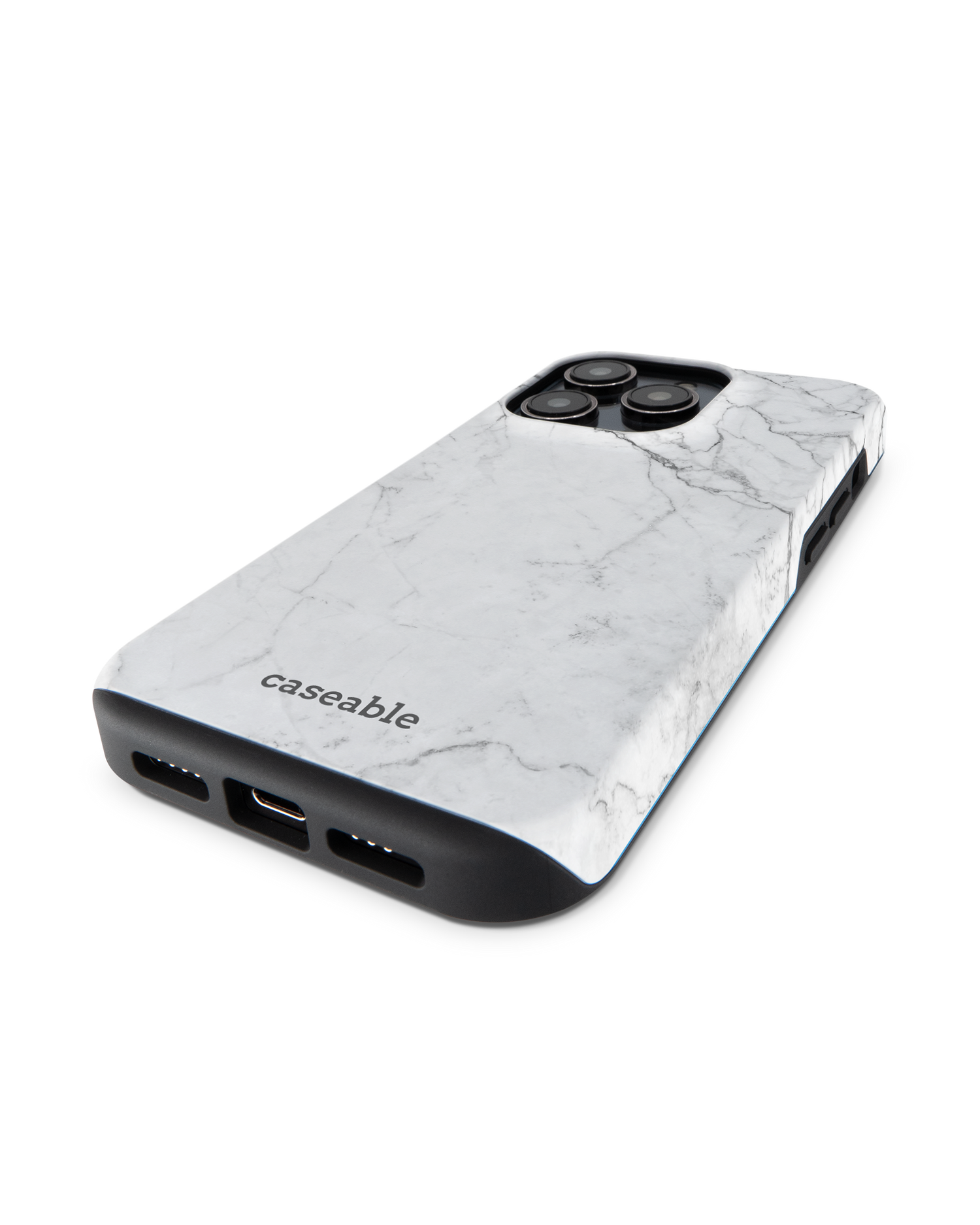 White Marble Premium Phone Case for Apple iPhone 14 Pro: Lying