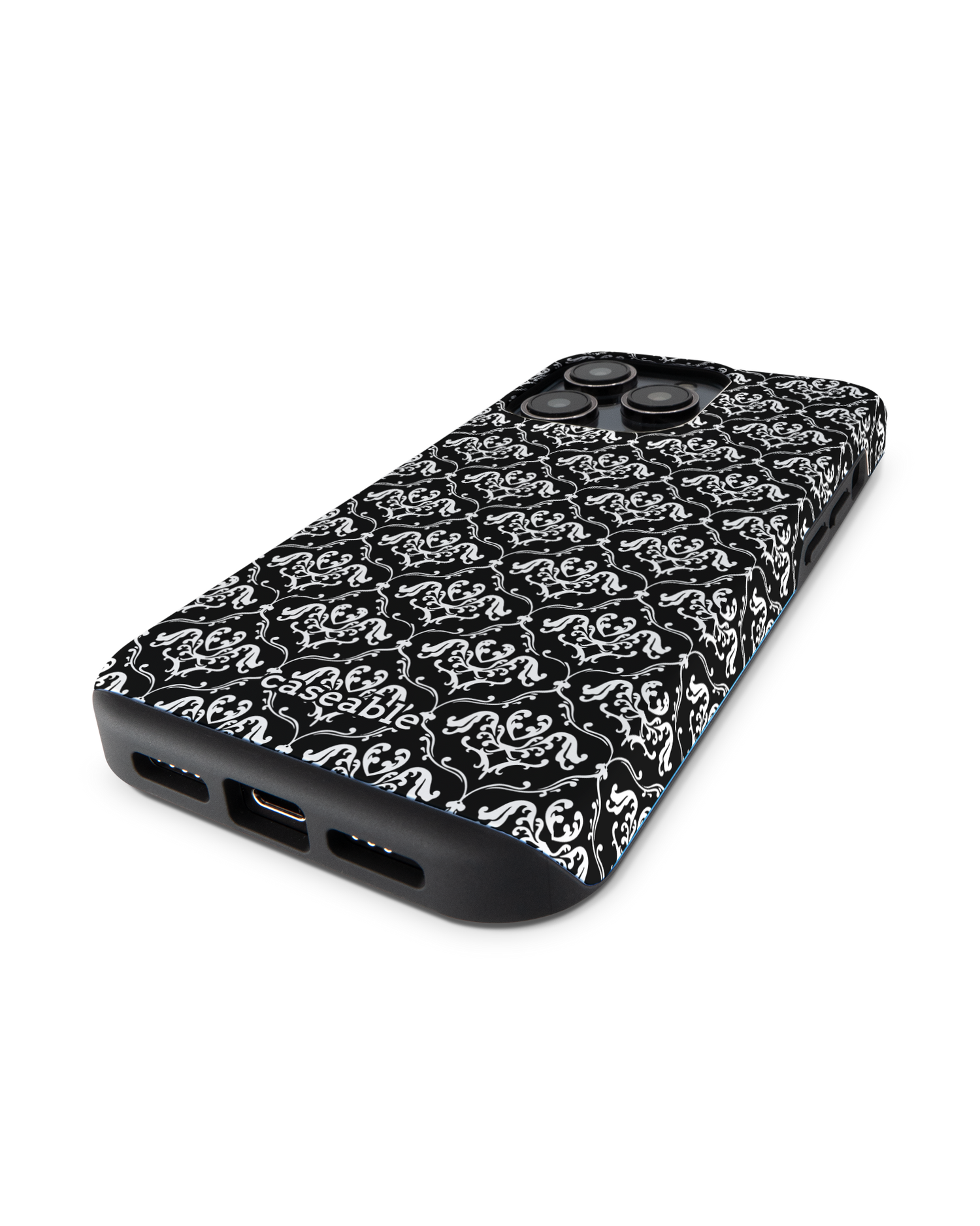 Black French Lillies Premium Phone Case for Apple iPhone 14 Pro: Lying