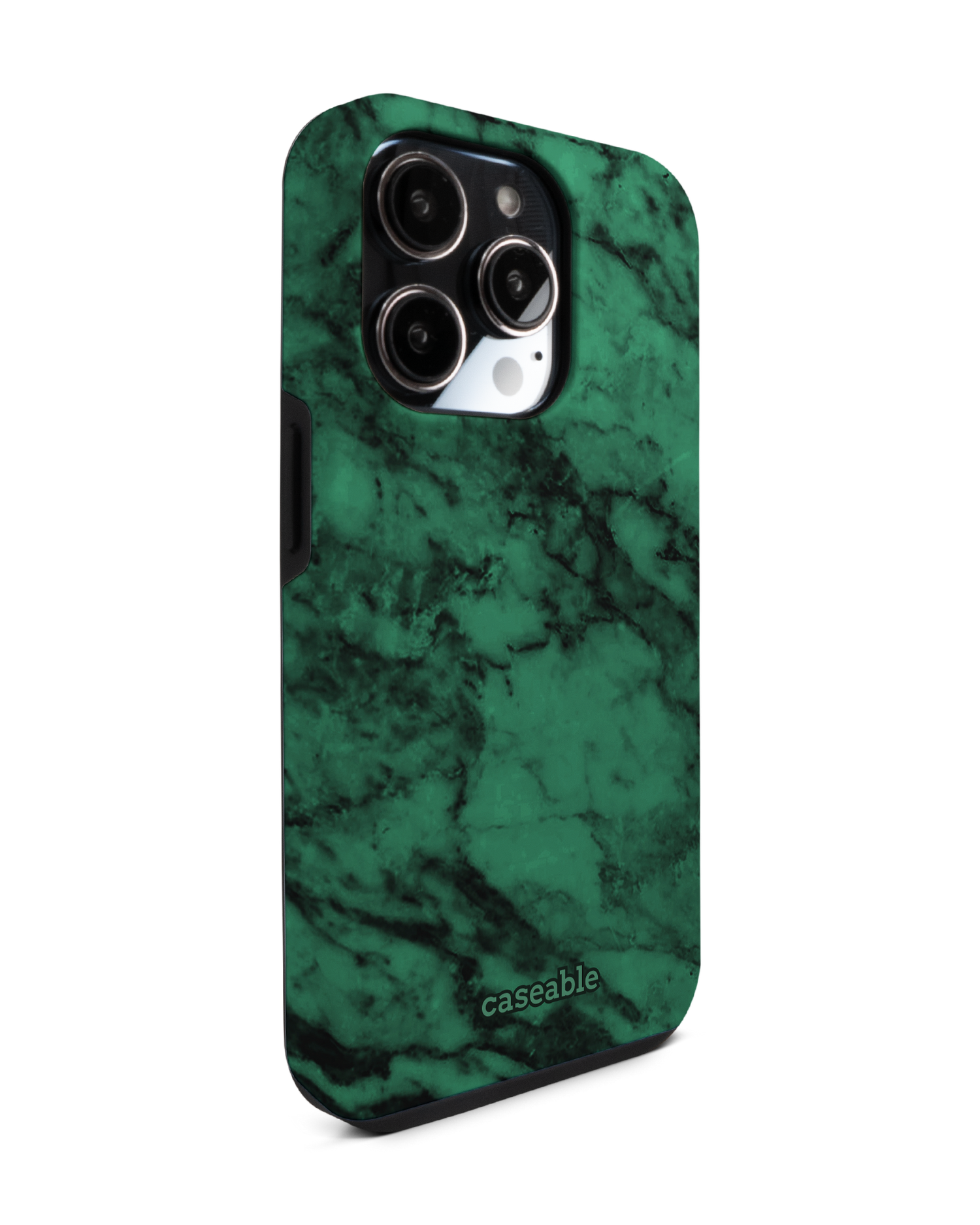 Green Marble Premium Phone Case for Apple iPhone 14 Pro: View from the left side