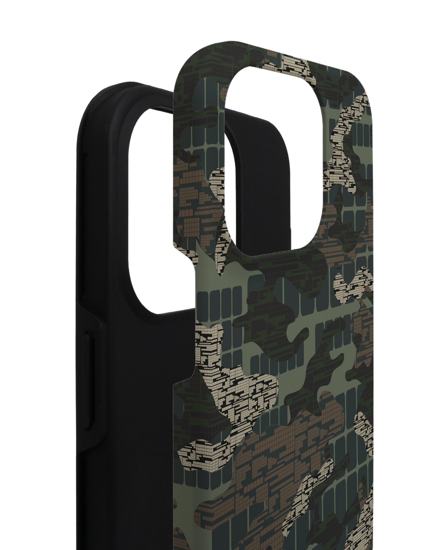 Green Camo Mix Premium Phone Case for Apple iPhone 14 Pro consisting of 2 parts