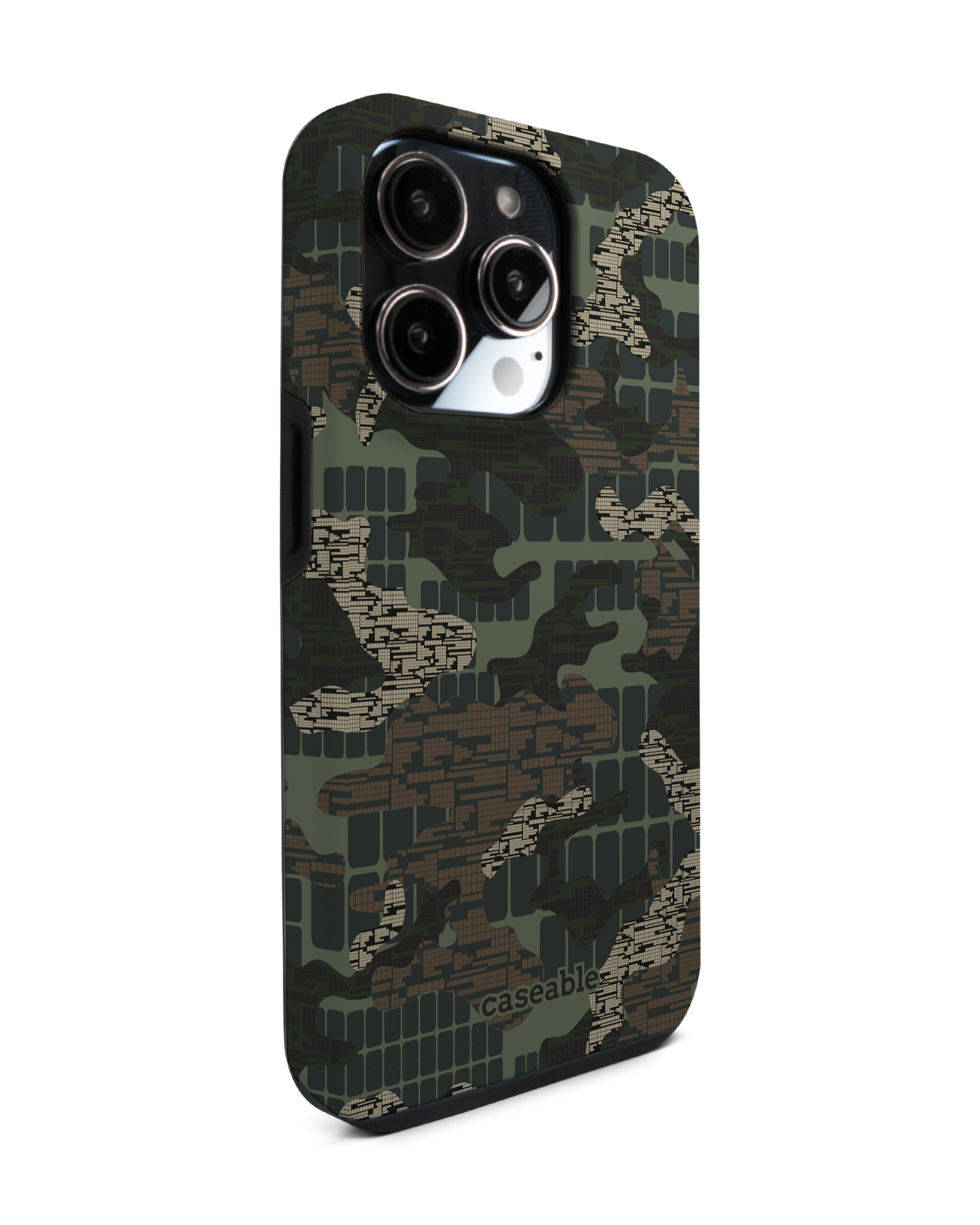 Green Camo Mix Premium Phone Case for Apple iPhone 14 Pro: View from the left side