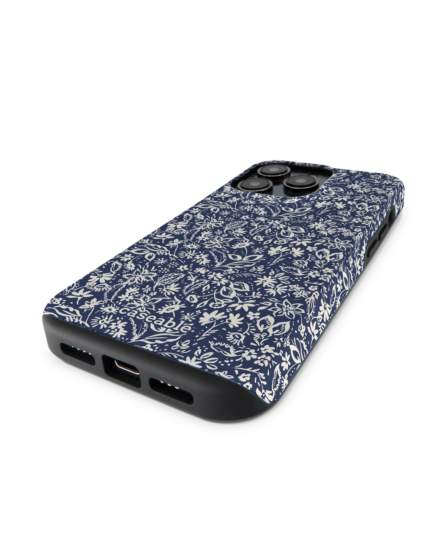 Ditsy Blue Paisley Premium Phone Case for Apple iPhone 14 Pro: Lying