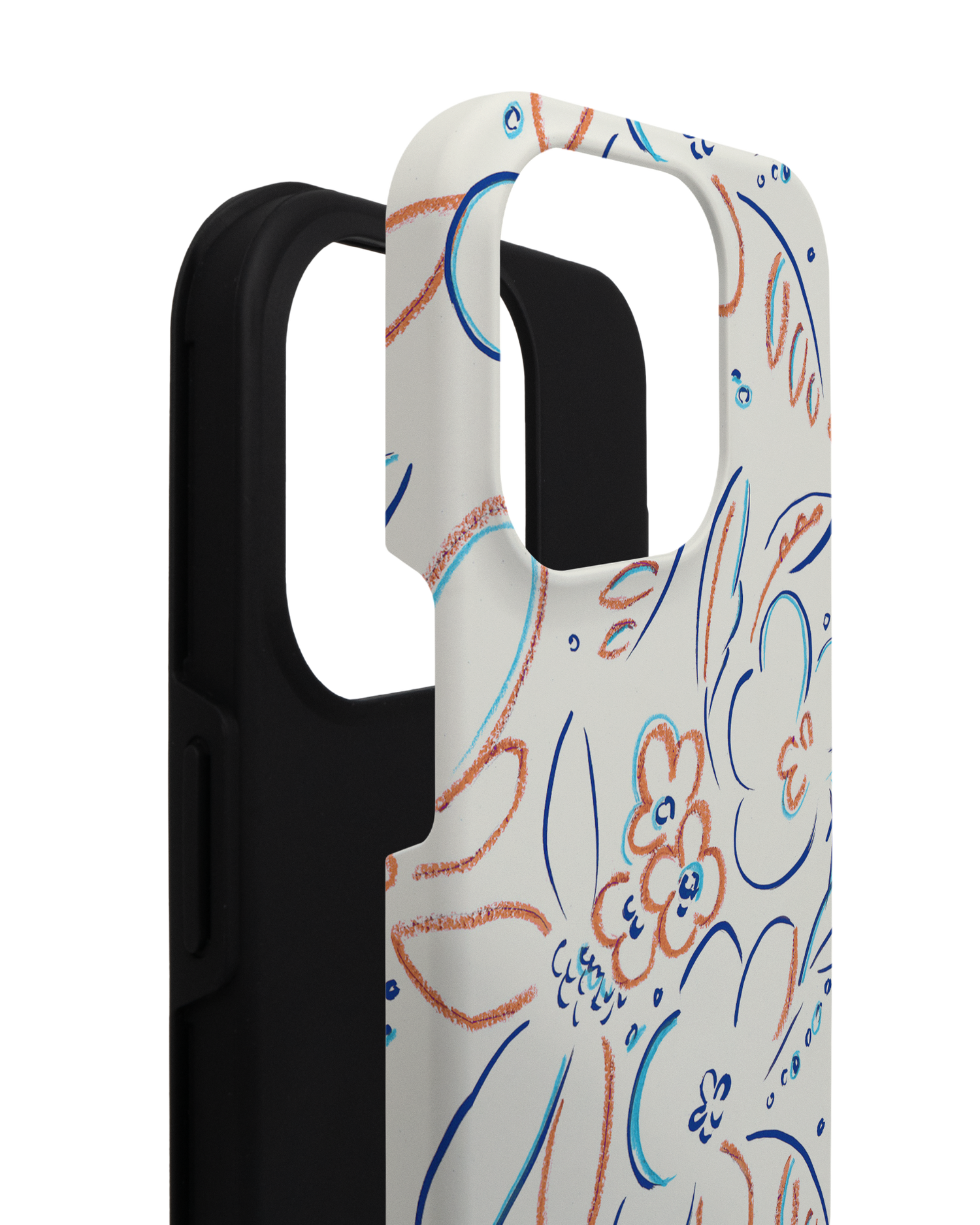 Bloom Doodles Premium Phone Case for Apple iPhone 14 Pro consisting of 2 parts