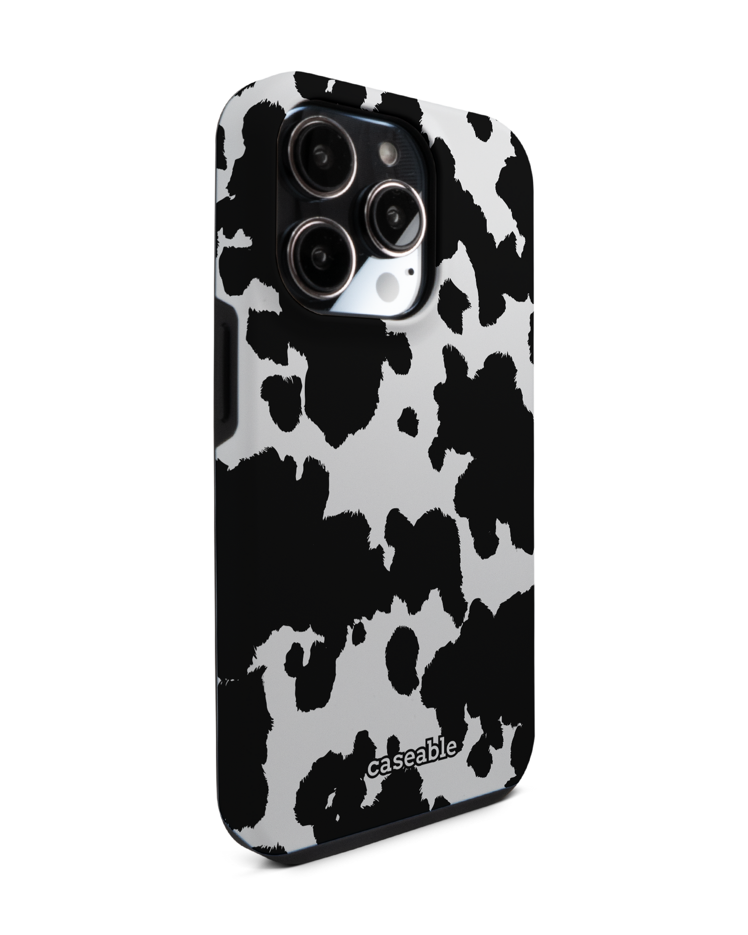 Cow Print Premium Phone Case for Apple iPhone 14 Pro: View from the left side