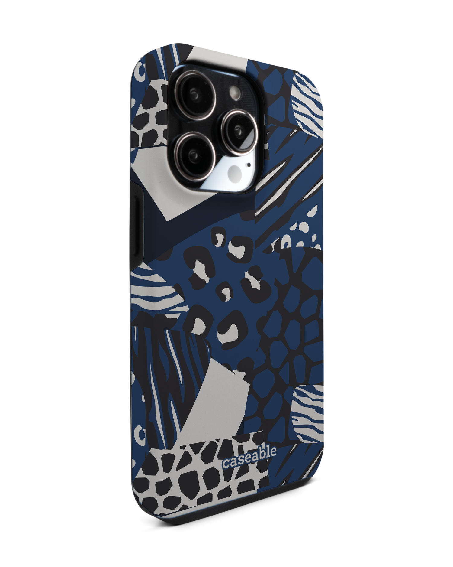 Animal Print Patchwork Premium Phone Case for Apple iPhone 14 Pro: View from the left side