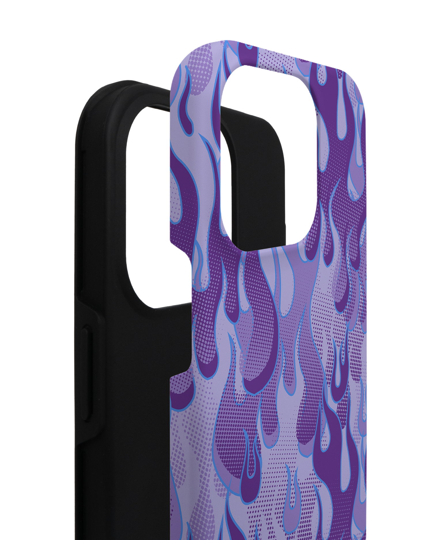 Purple Flames Premium Phone Case for Apple iPhone 14 Pro consisting of 2 parts