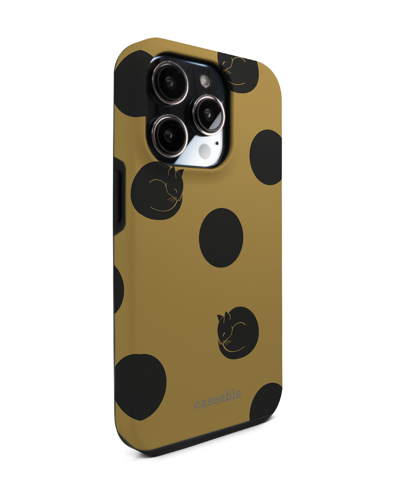 Polka Cats Premium Phone Case for Apple iPhone 14 Pro: View from the left side
