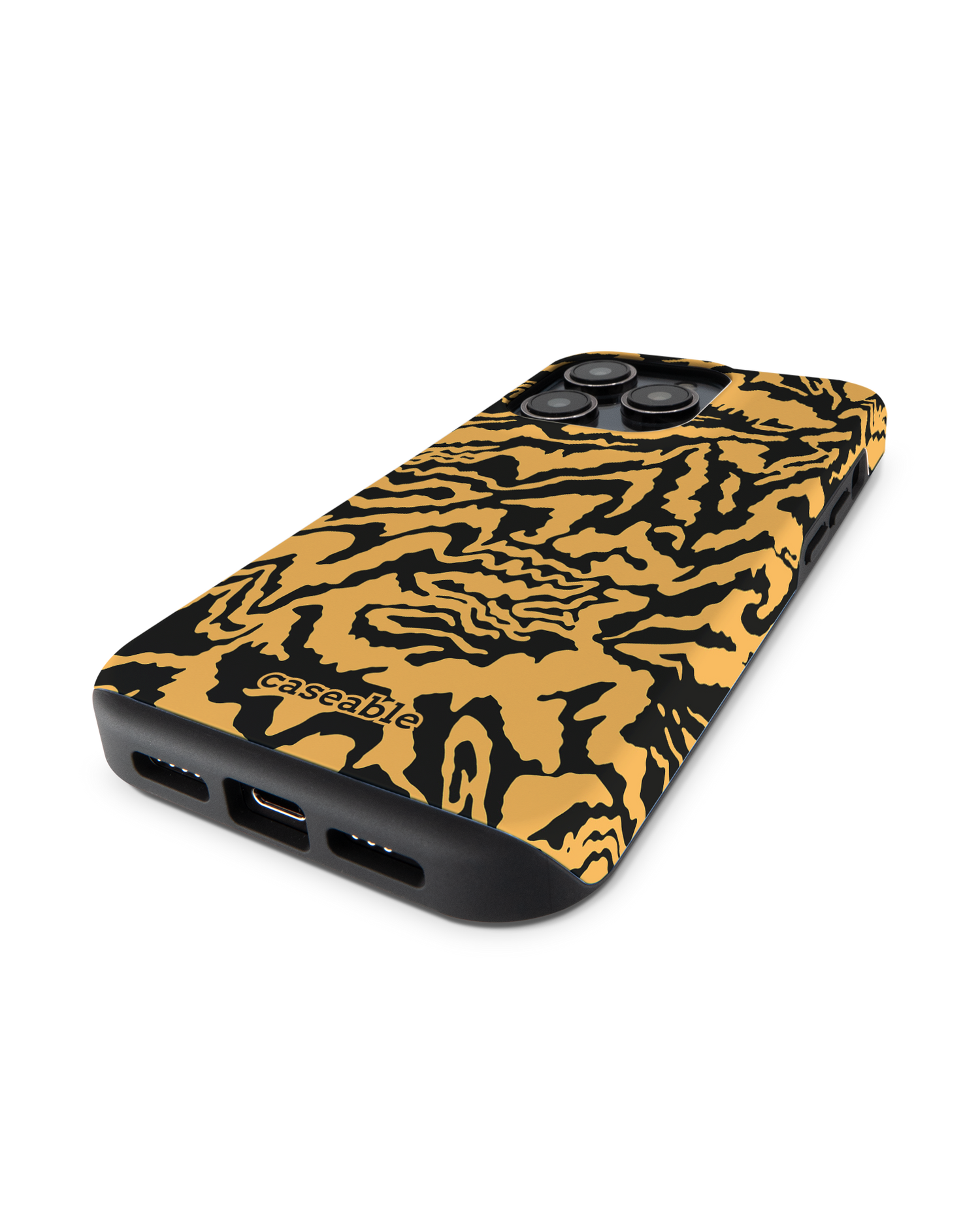 Warped Tiger Stripes Premium Phone Case for Apple iPhone 14 Pro: Lying