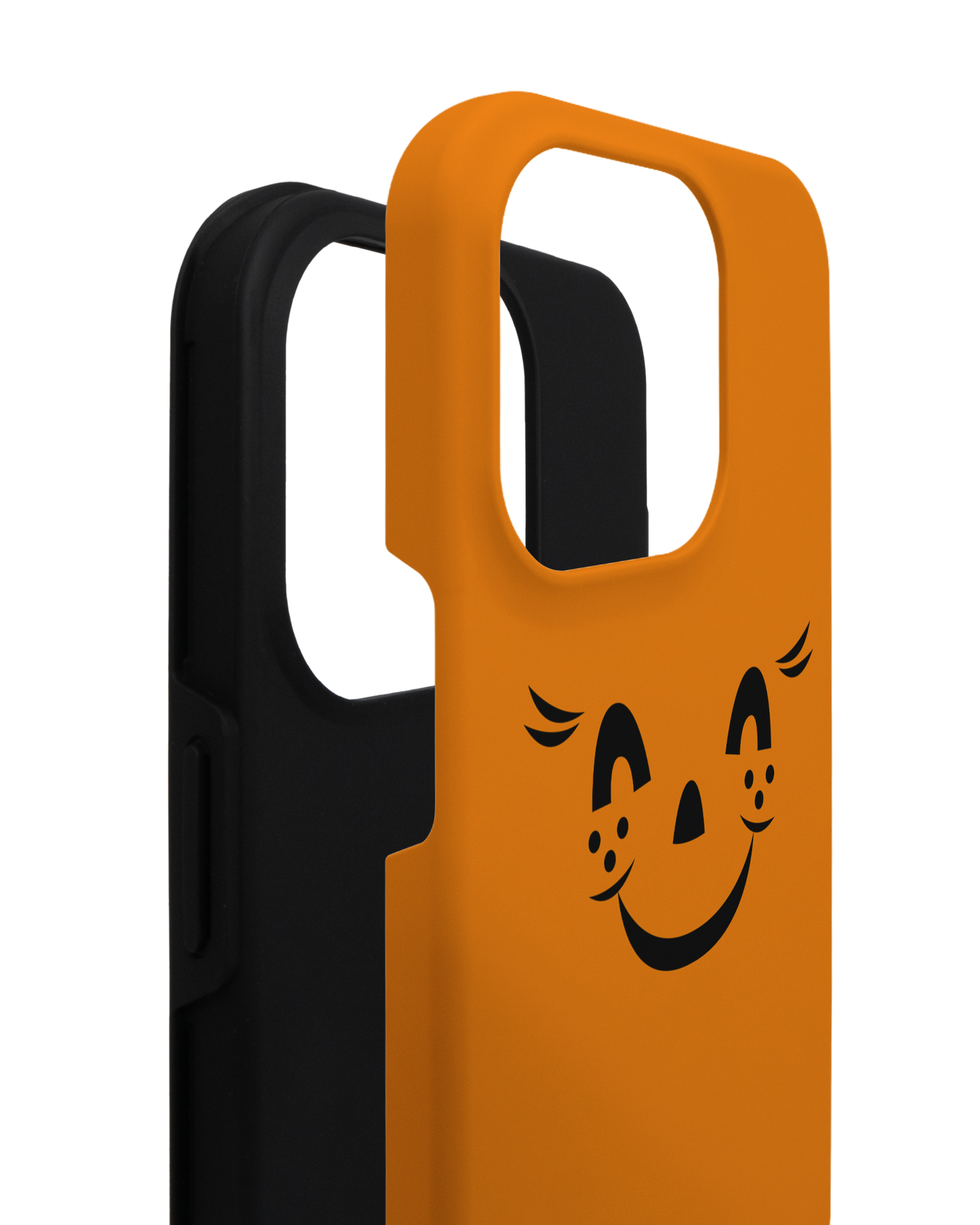 Pumpkin Smiles Premium Phone Case for Apple iPhone 14 Pro consisting of 2 parts