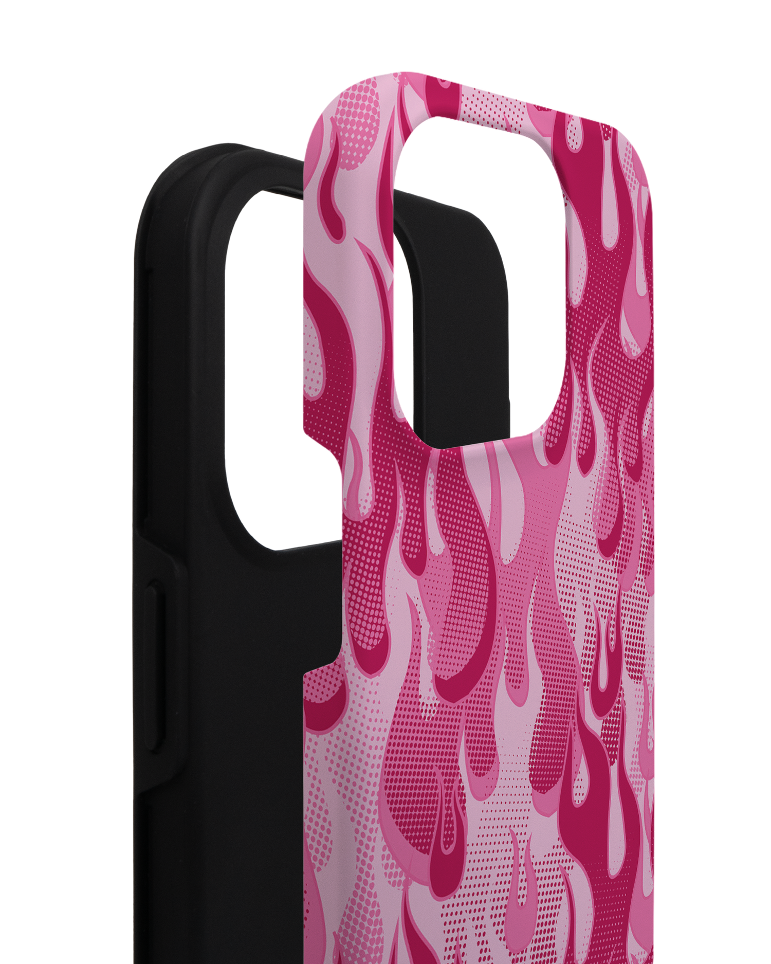 Pink Flames Premium Phone Case for Apple iPhone 14 Pro consisting of 2 parts