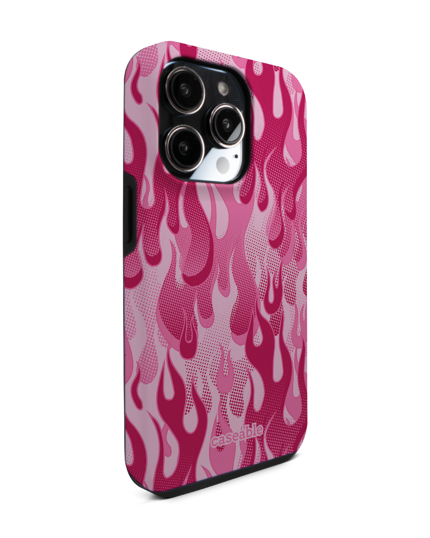 Pink Flames Premium Phone Case for Apple iPhone 14 Pro: View from the left side