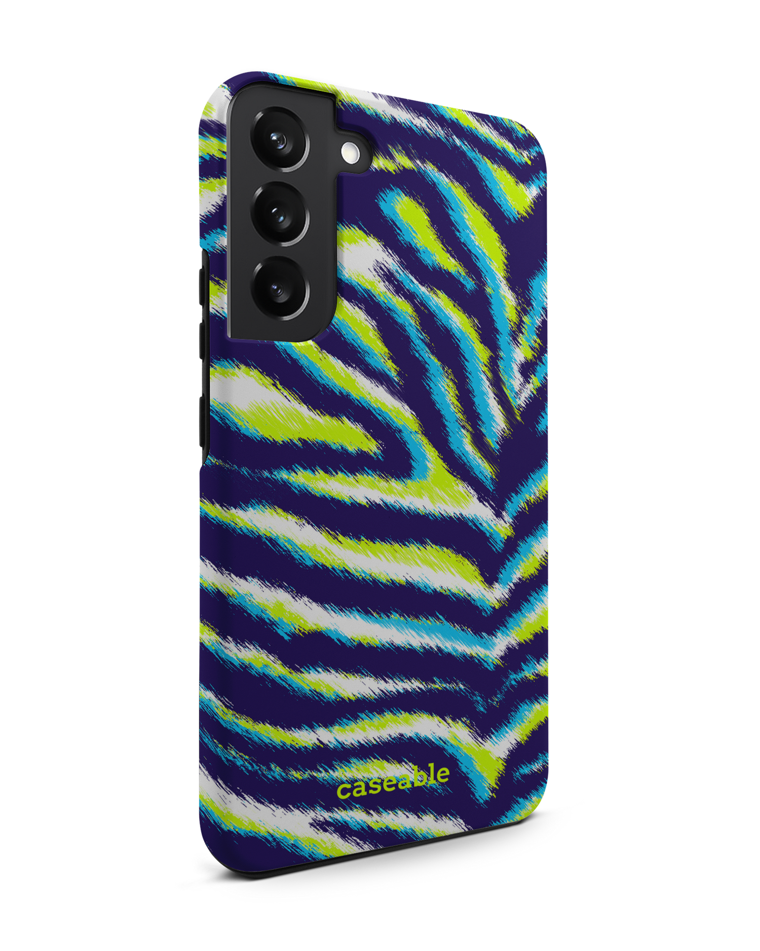 Neon Zebra Premium Phone Case Samsung Galaxy S22 Plus 5G: View from the left side