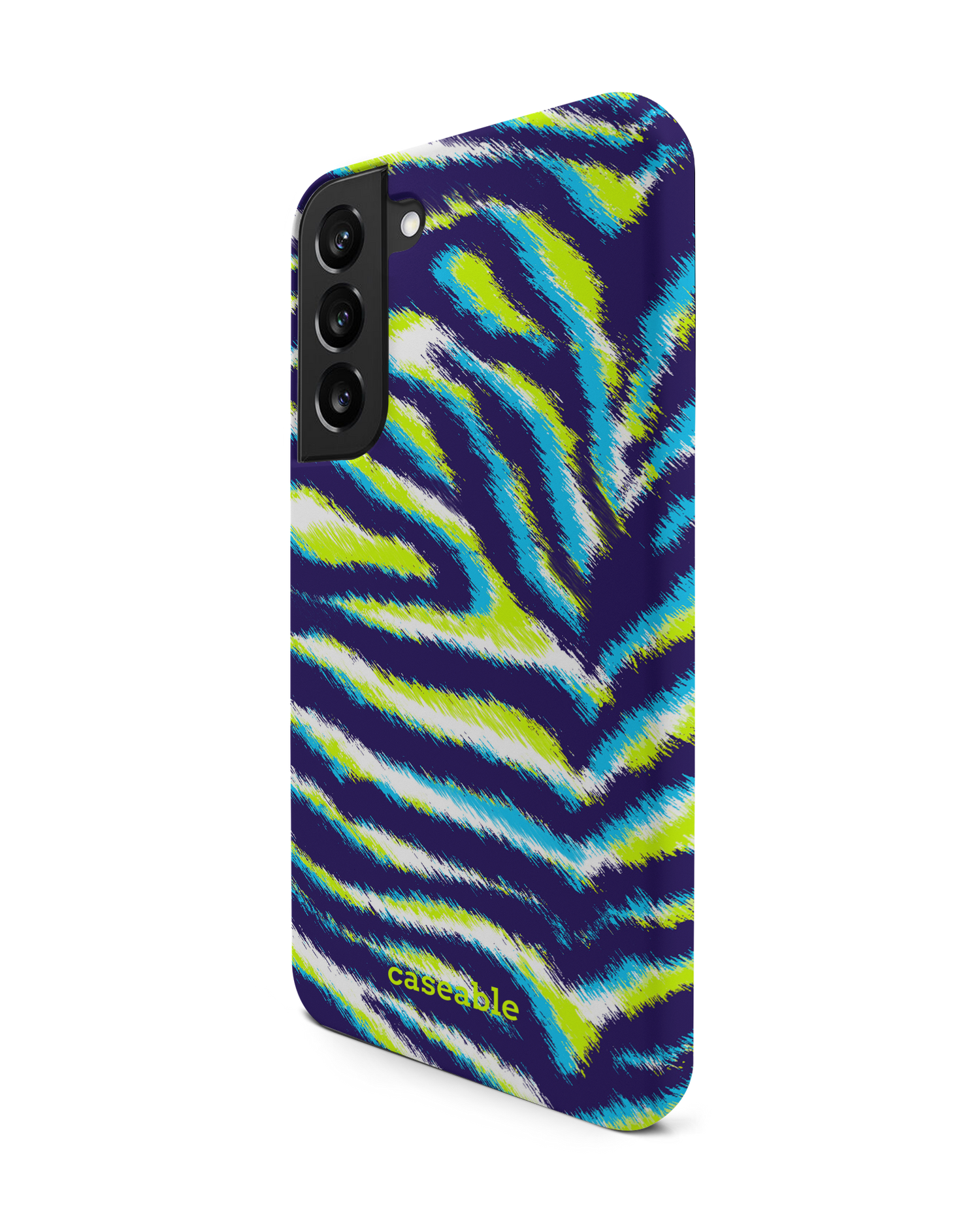 Neon Zebra Premium Phone Case Samsung Galaxy S22 Plus 5G: View from the right side