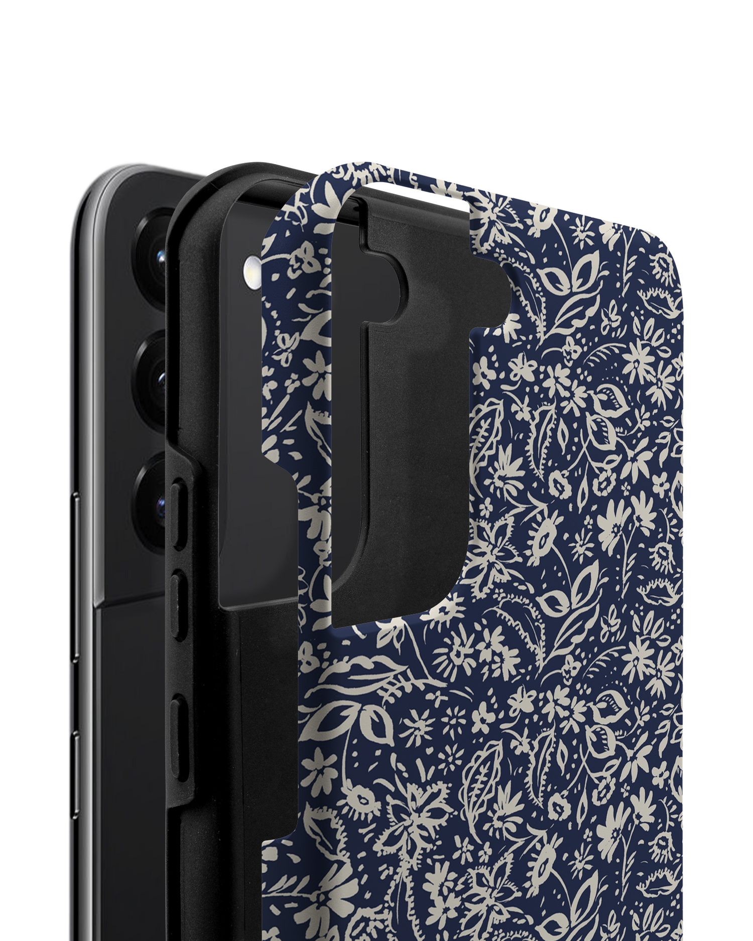 Ditsy Blue Paisley Premium Phone Case Samsung Galaxy S22 Plus 5G consisting of 2 parts