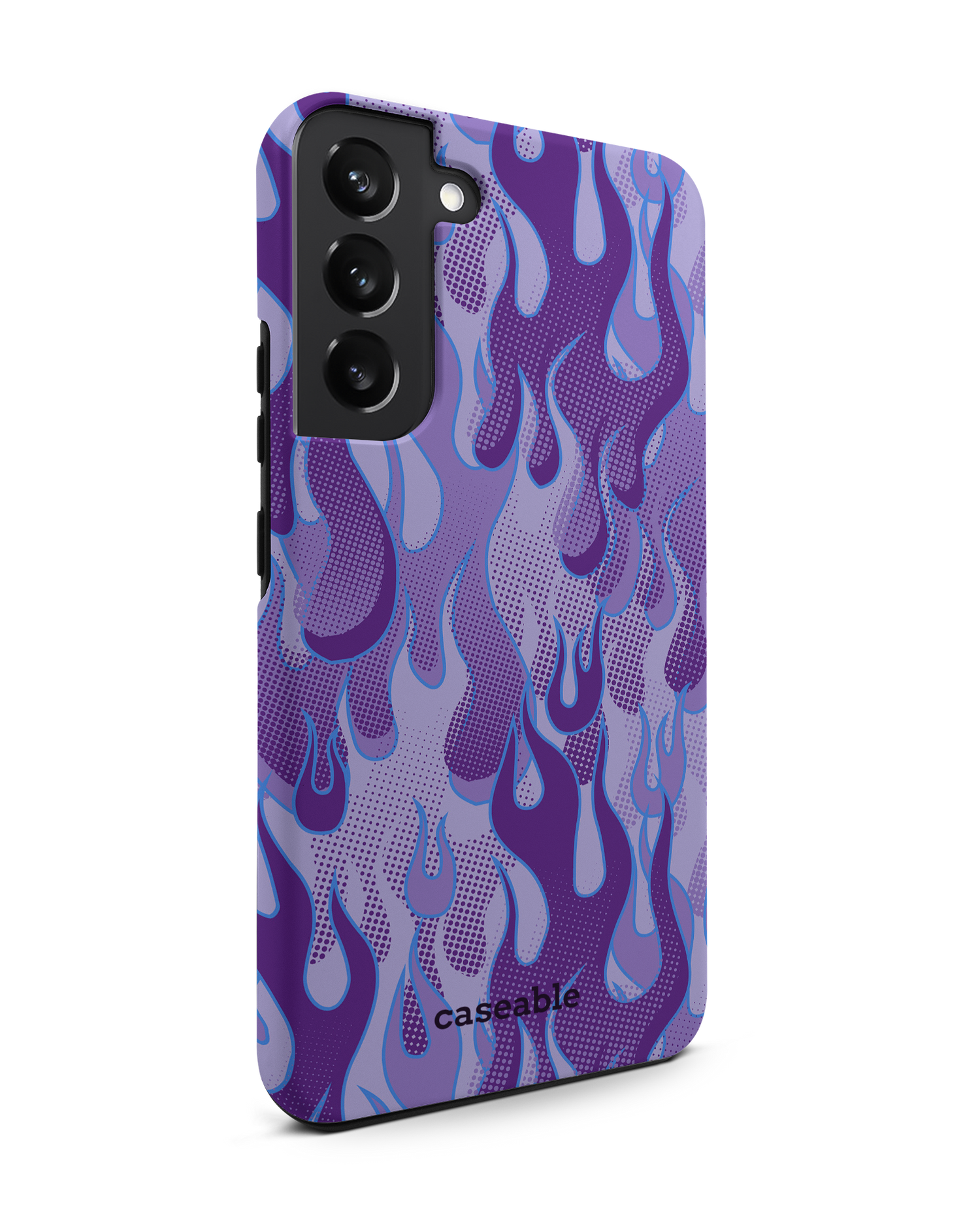 Purple Flames Premium Phone Case Samsung Galaxy S22 Plus 5G: View from the left side
