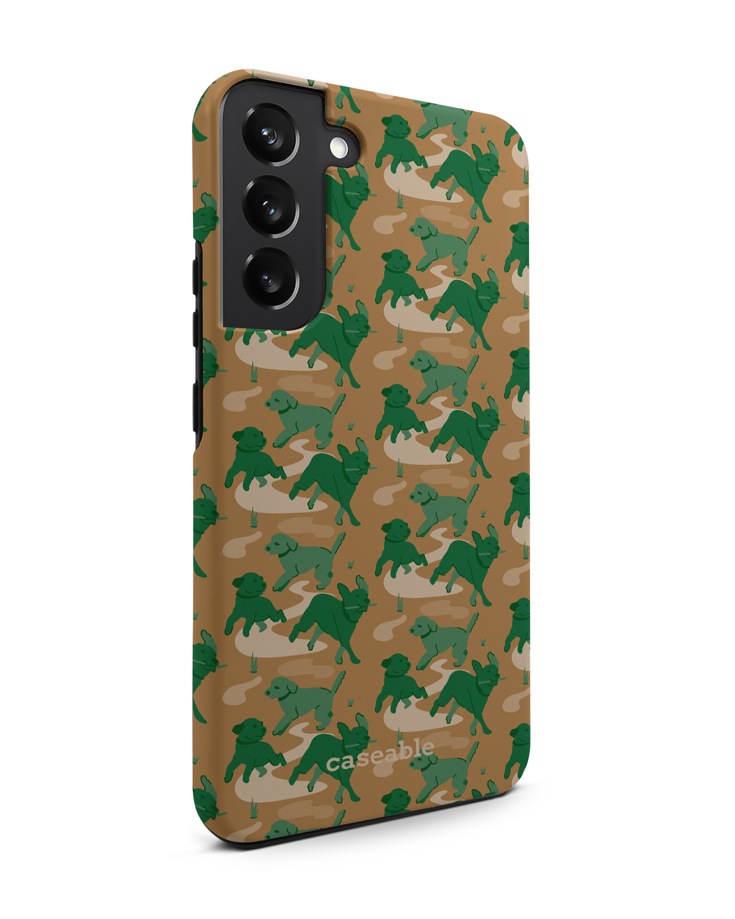Dog Camo Premium Phone Case Samsung Galaxy S22 Plus 5G: View from the left side