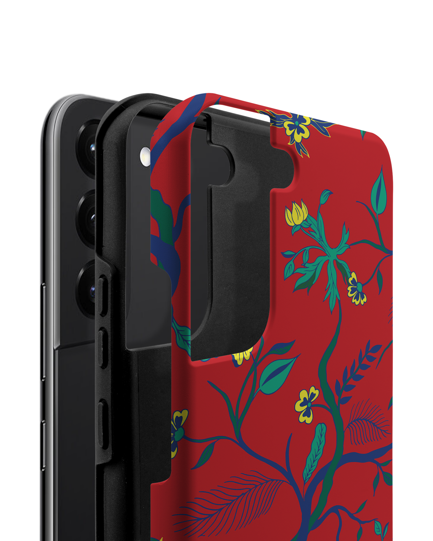 Ultra Red Floral Premium Phone Case Samsung Galaxy S22 Plus 5G consisting of 2 parts