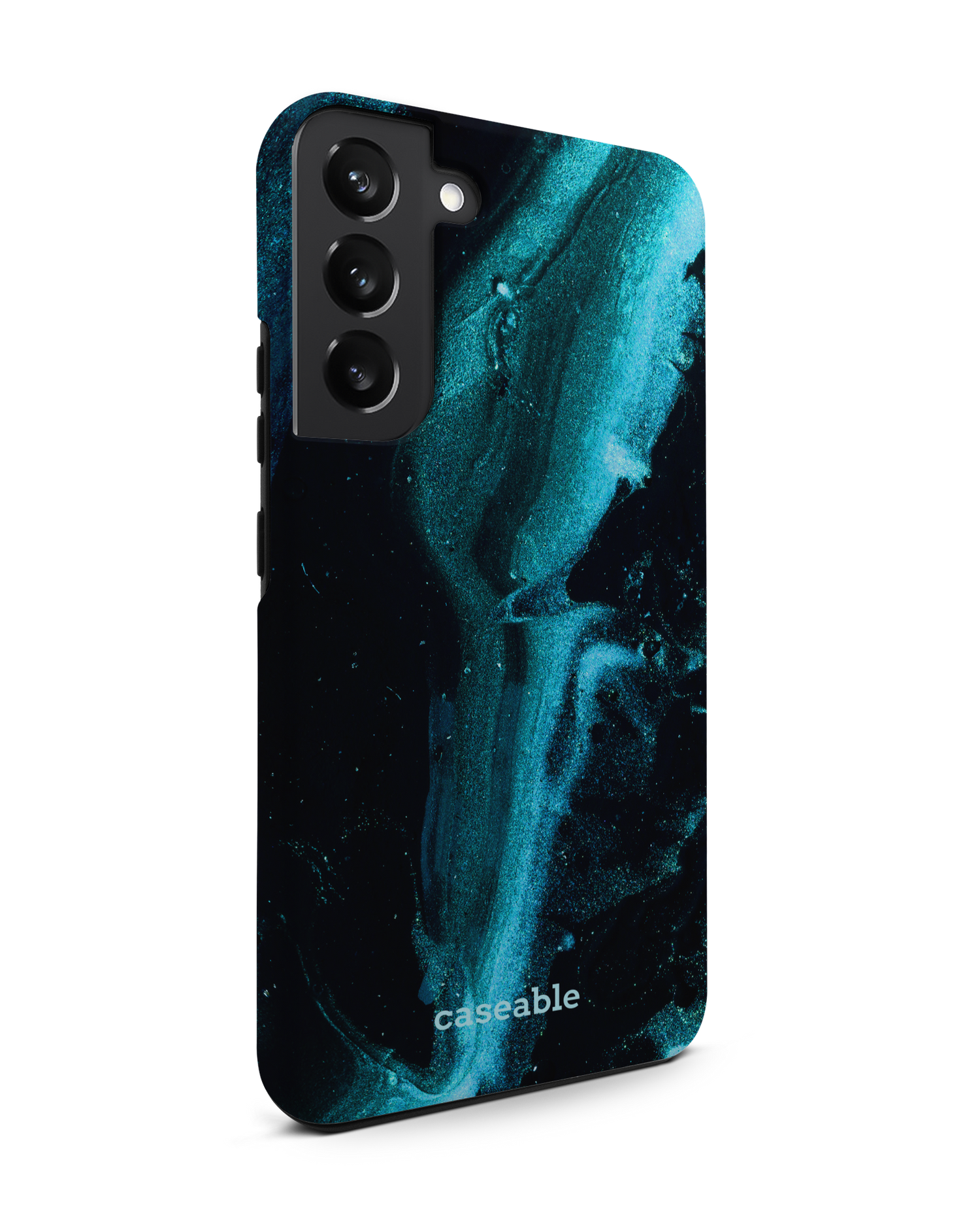 Deep Turquoise Sparkle Premium Phone Case Samsung Galaxy S22 Plus 5G: View from the left side