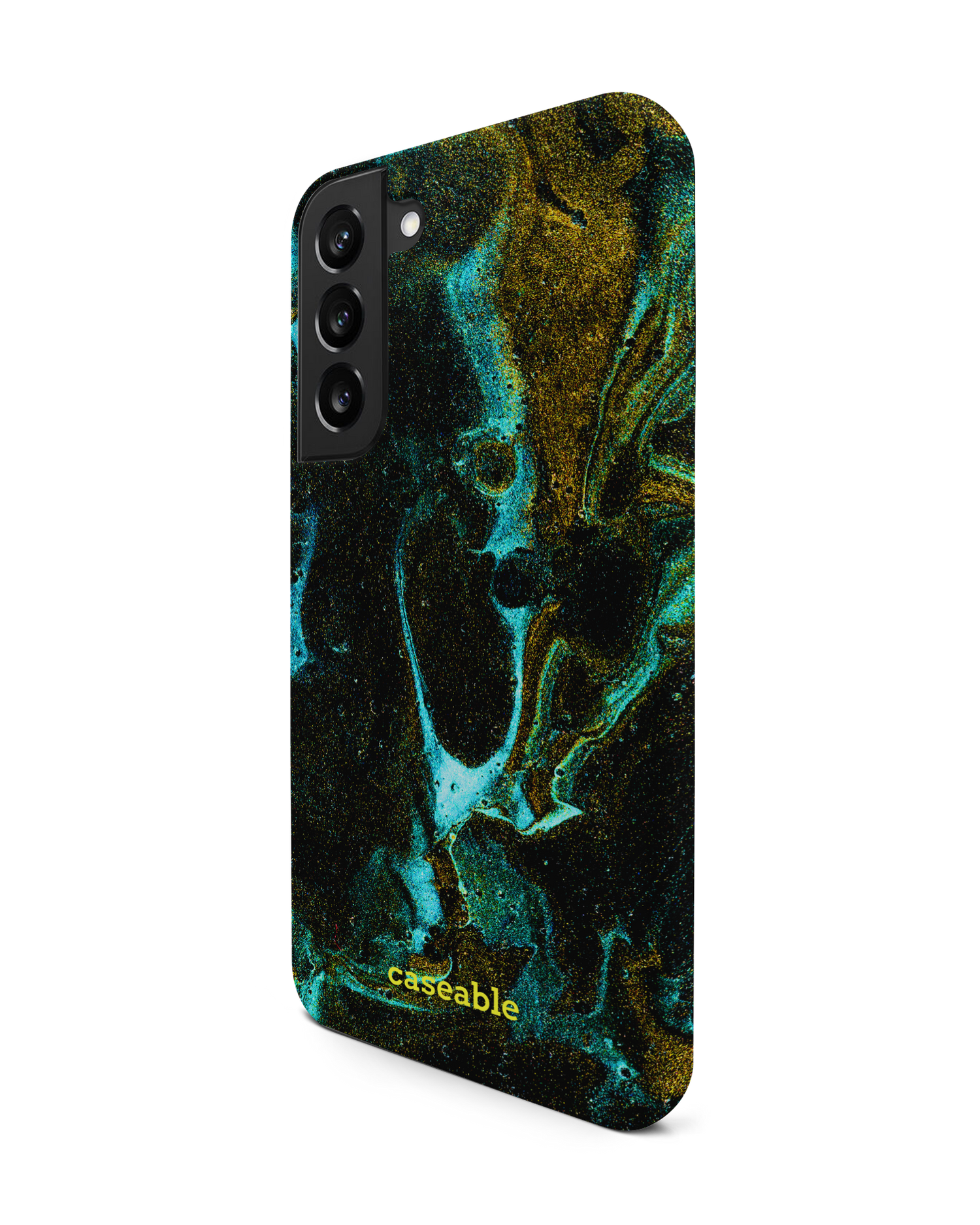 Mint Gold Marble Sparkle Premium Phone Case Samsung Galaxy S22 Plus 5G: View from the right side