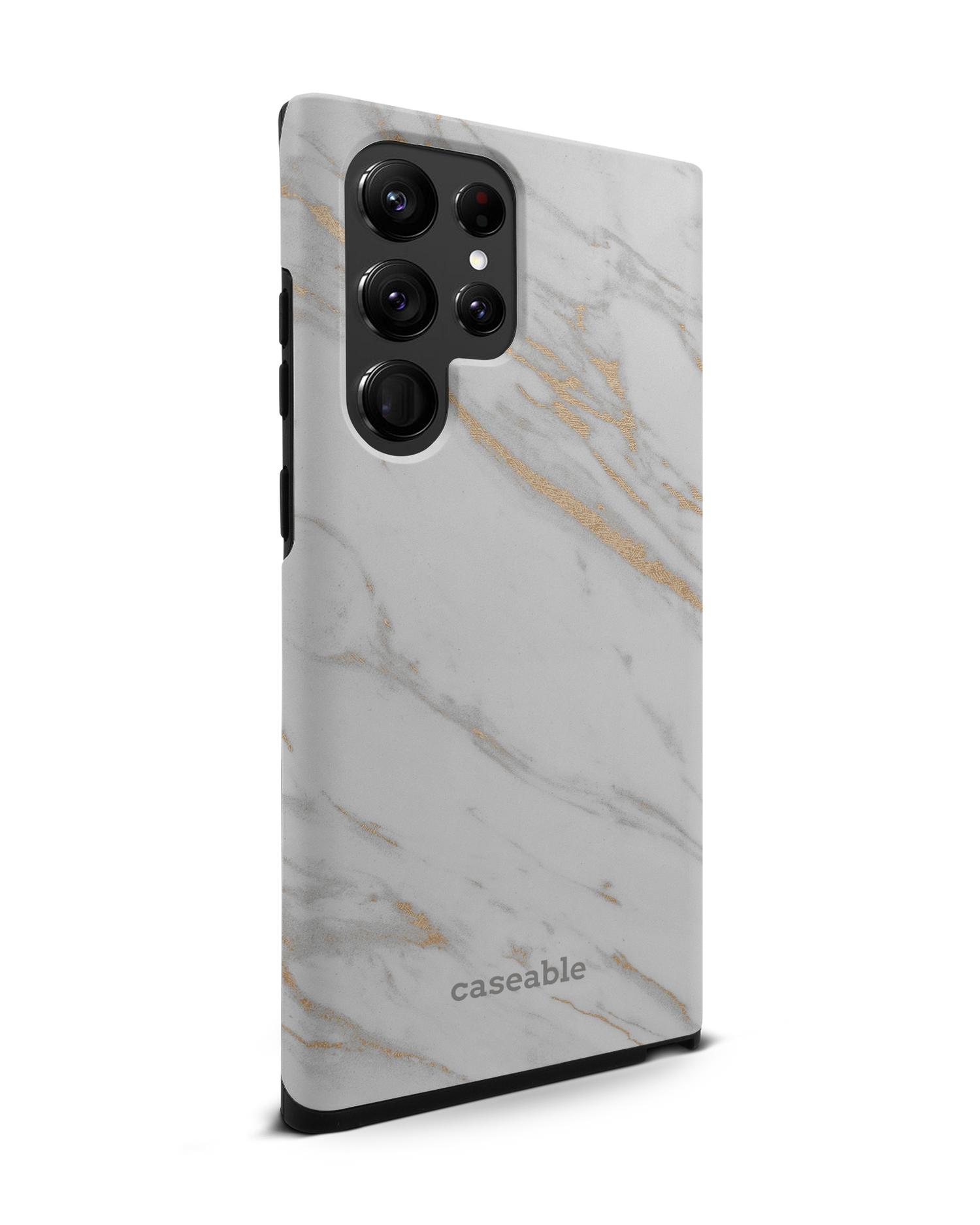 Gold Marble Elegance Premium Phone Case Samsung Galaxy S22 Ultra 5G: View from the left side