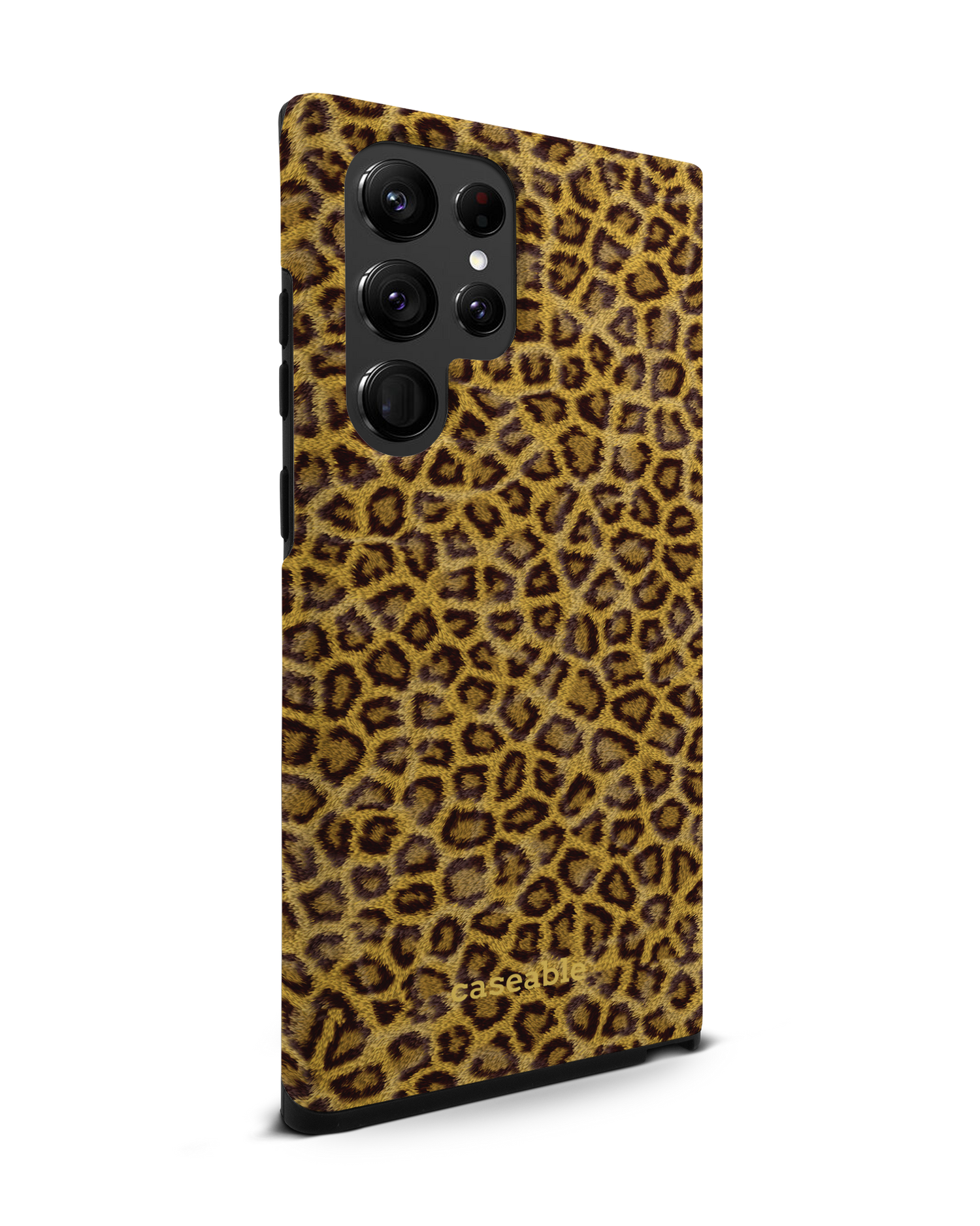 Leopard Skin Premium Phone Case Samsung Galaxy S22 Ultra 5G: View from the left side