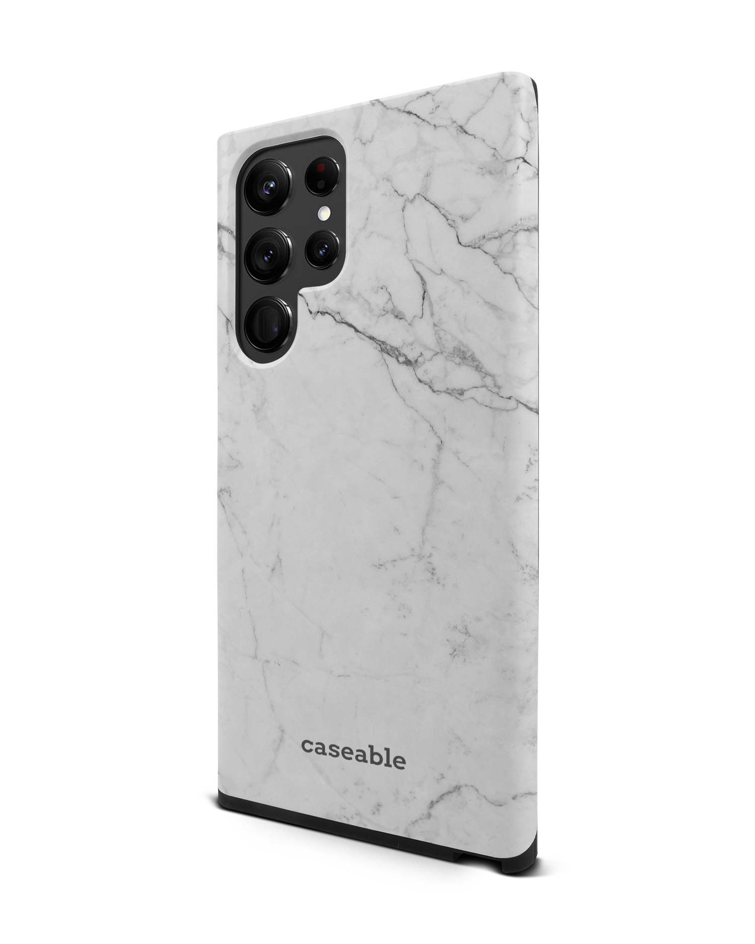White Marble Premium Phone Case Samsung Galaxy S22 Ultra 5G: View from the right side