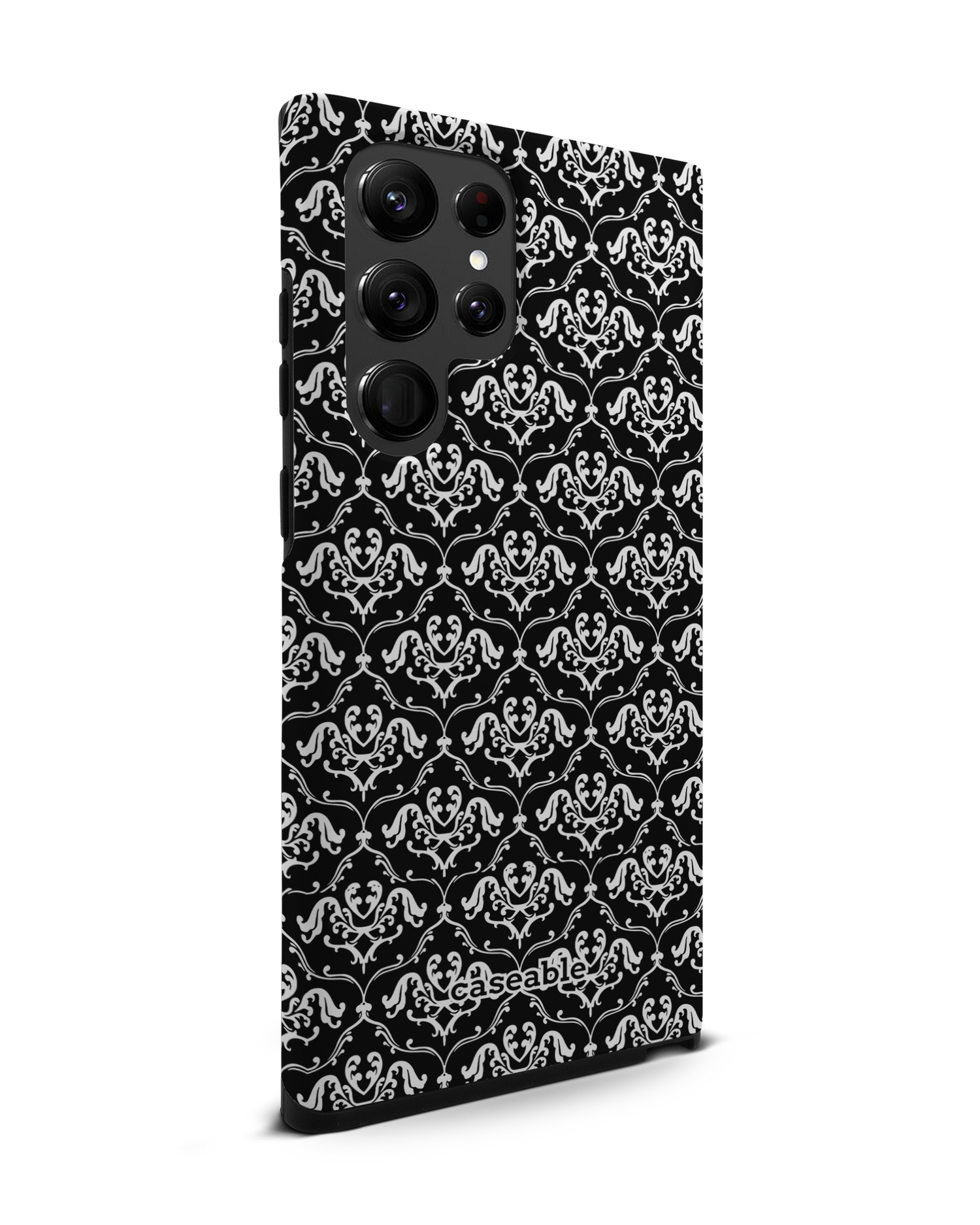 Black French Lillies Premium Phone Case Samsung Galaxy S22 Ultra 5G: View from the left side