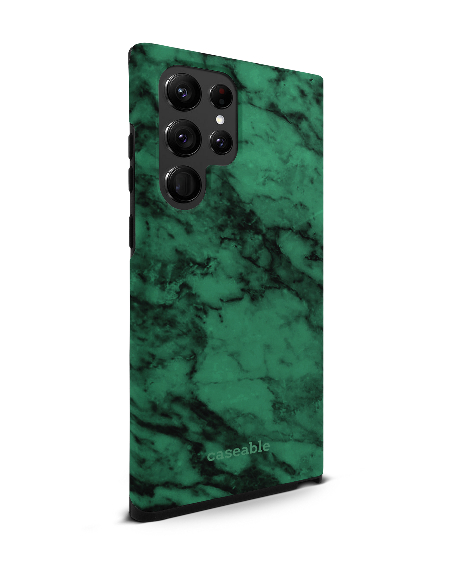 Green Marble Premium Phone Case Samsung Galaxy S22 Ultra 5G: View from the left side