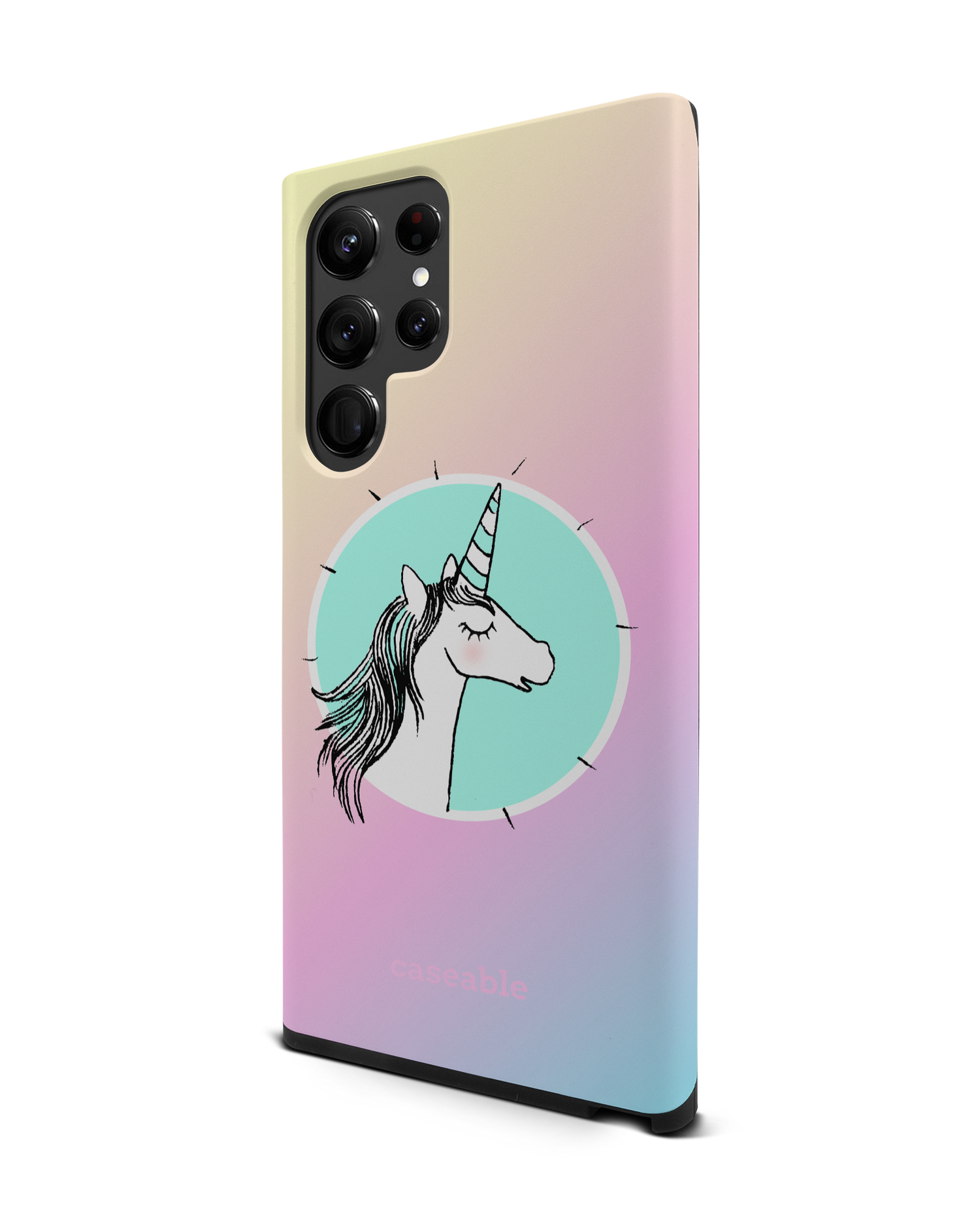 Happiness Unicorn Premium Phone Case Samsung Galaxy S22 Ultra 5G: View from the right side