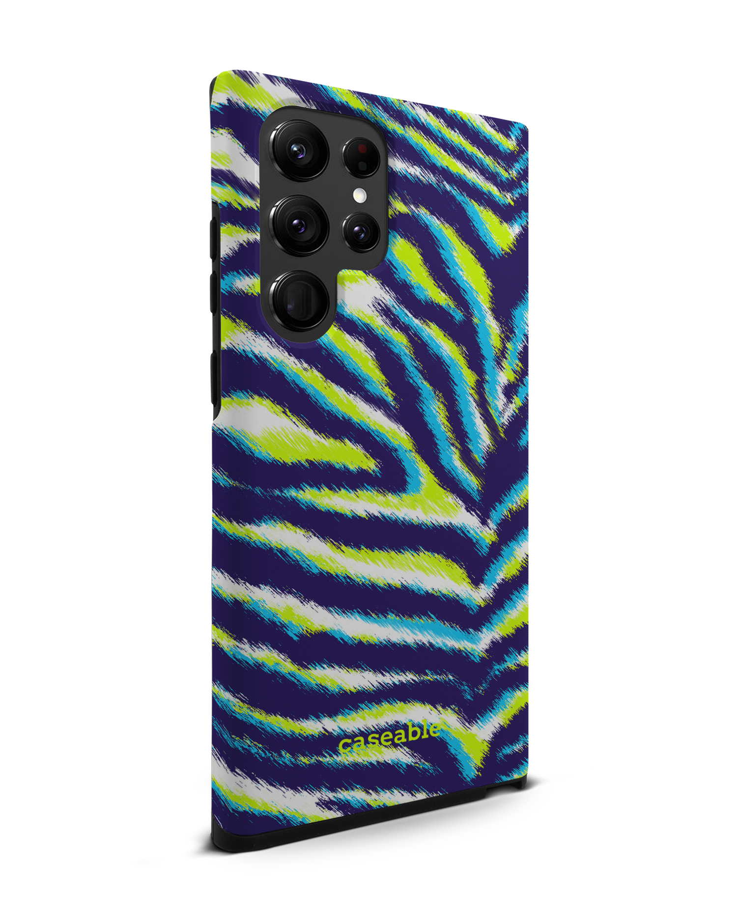 Neon Zebra Premium Phone Case Samsung Galaxy S22 Ultra 5G: View from the left side