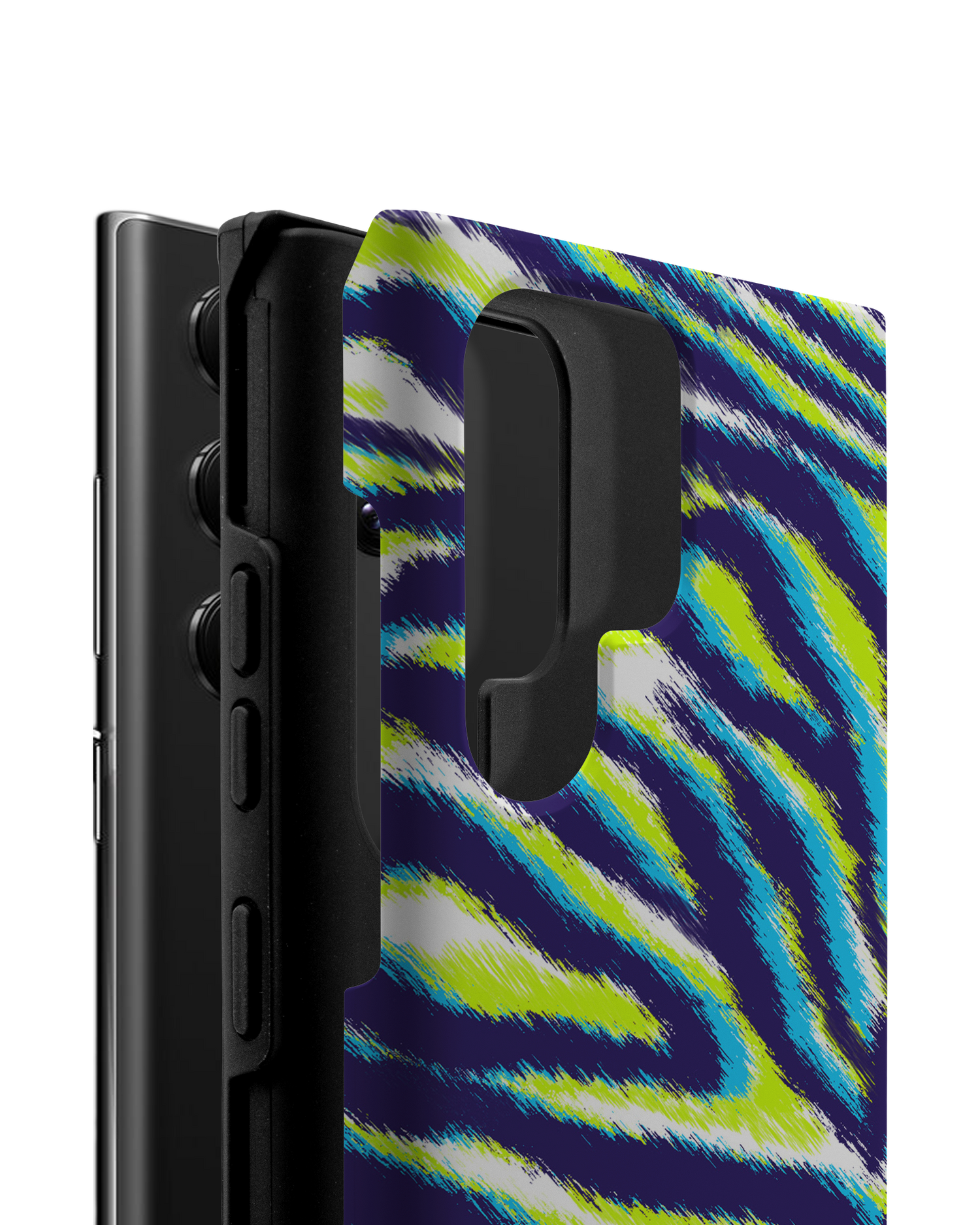 Neon Zebra Premium Phone Case Samsung Galaxy S22 Ultra 5G consisting of 2 parts