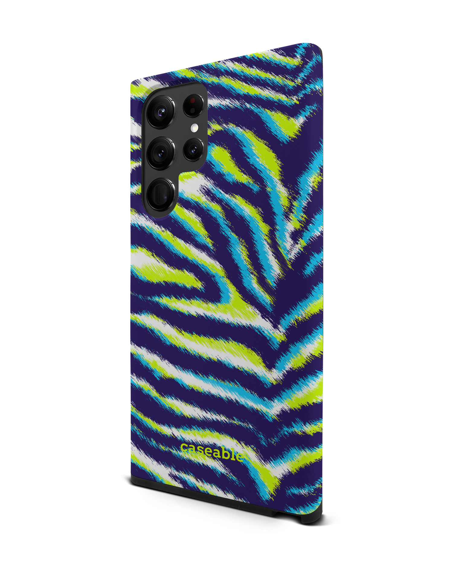 Neon Zebra Premium Phone Case Samsung Galaxy S22 Ultra 5G: View from the right side