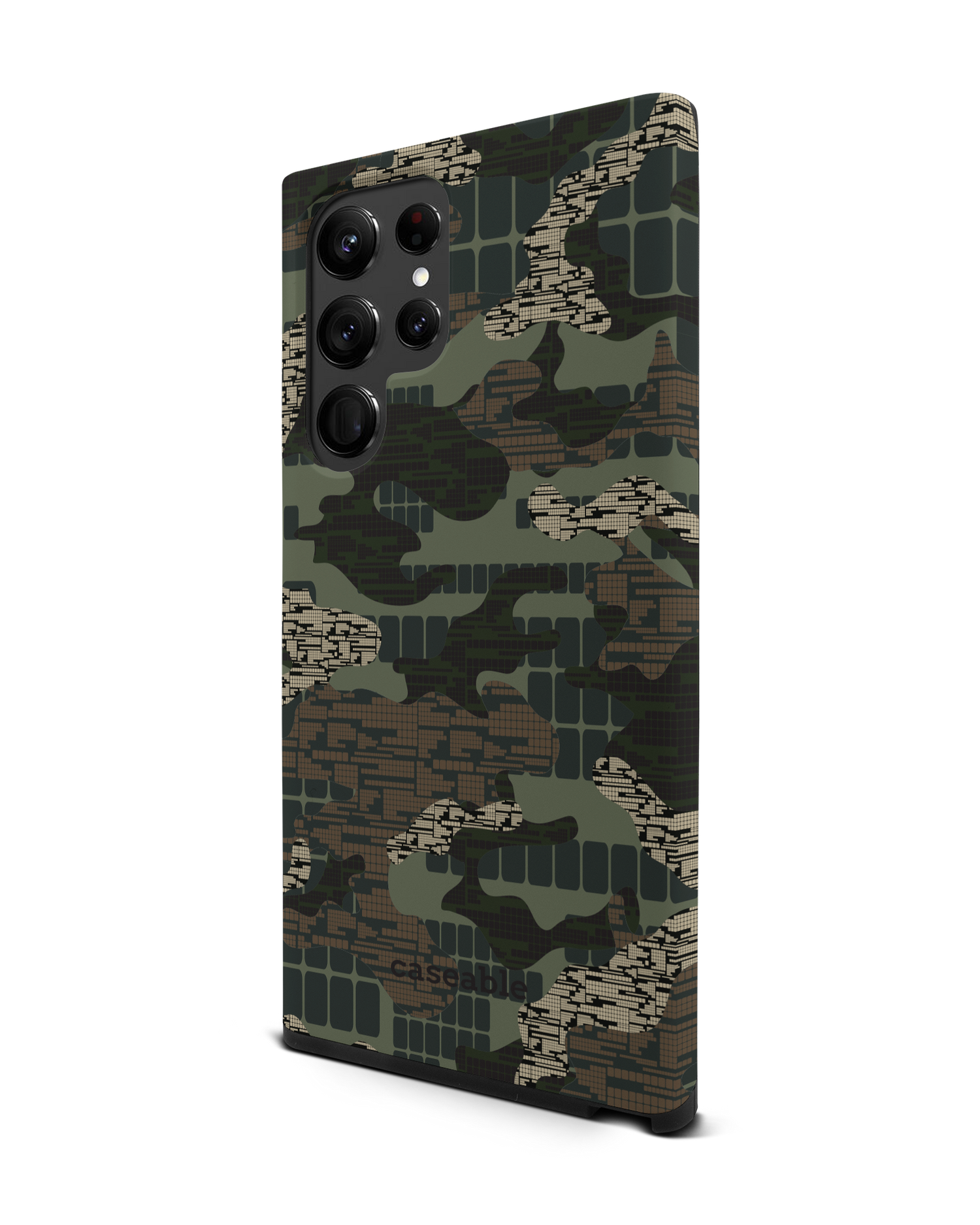 Green Camo Mix Premium Phone Case Samsung Galaxy S22 Ultra 5G: View from the right side
