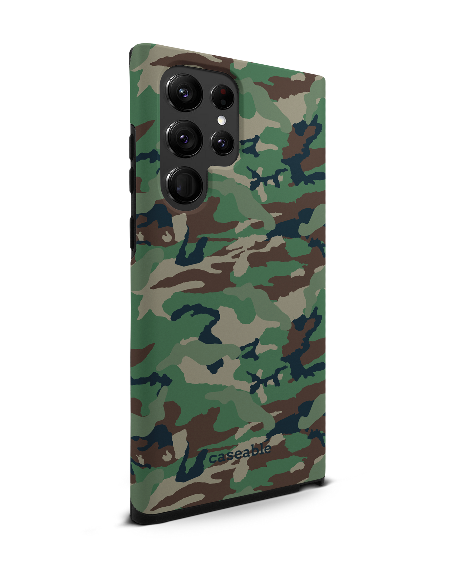 Green and Brown Camo Premium Phone Case Samsung Galaxy S22 Ultra 5G: View from the left side