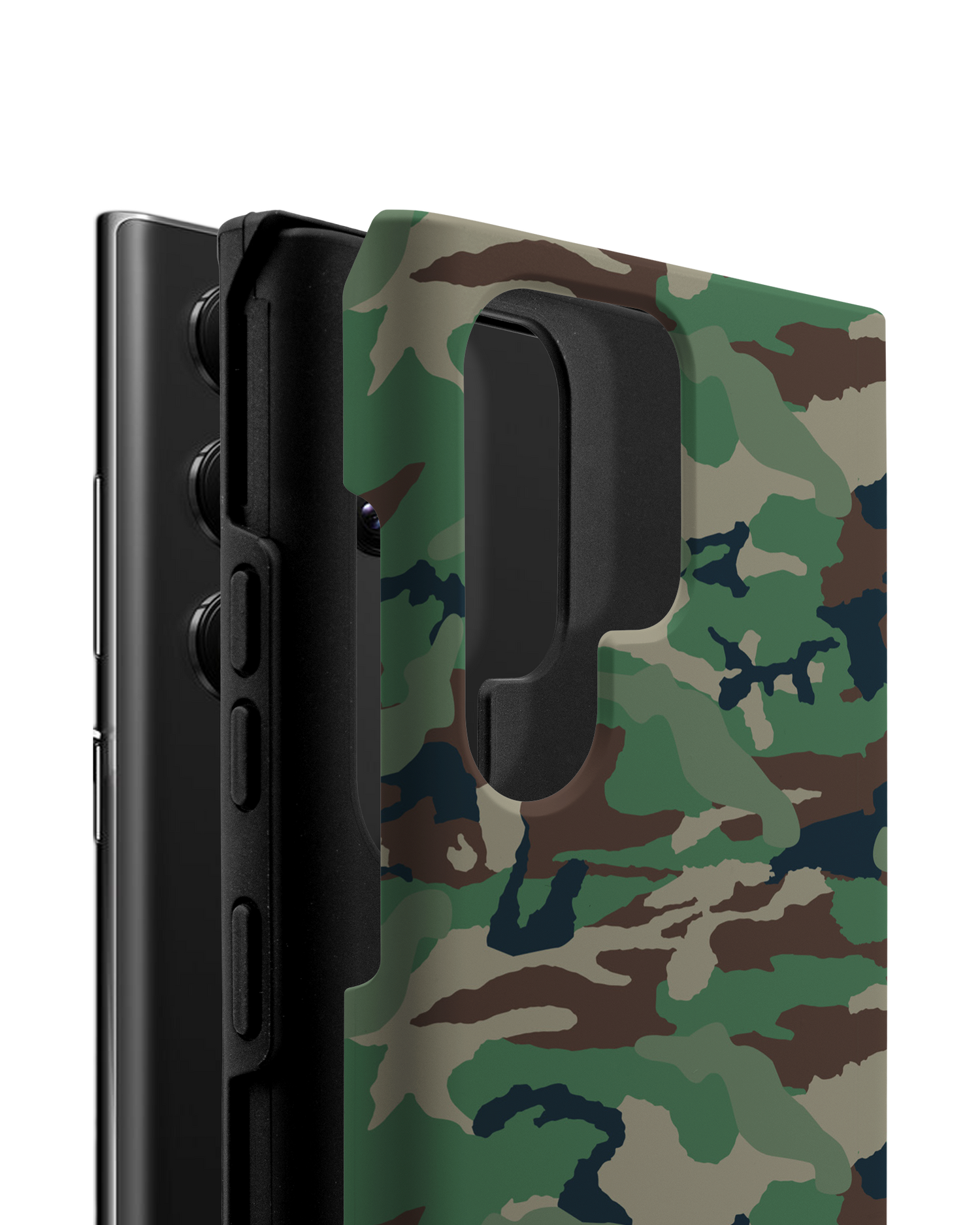 Green and Brown Camo Premium Phone Case Samsung Galaxy S22 Ultra 5G consisting of 2 parts