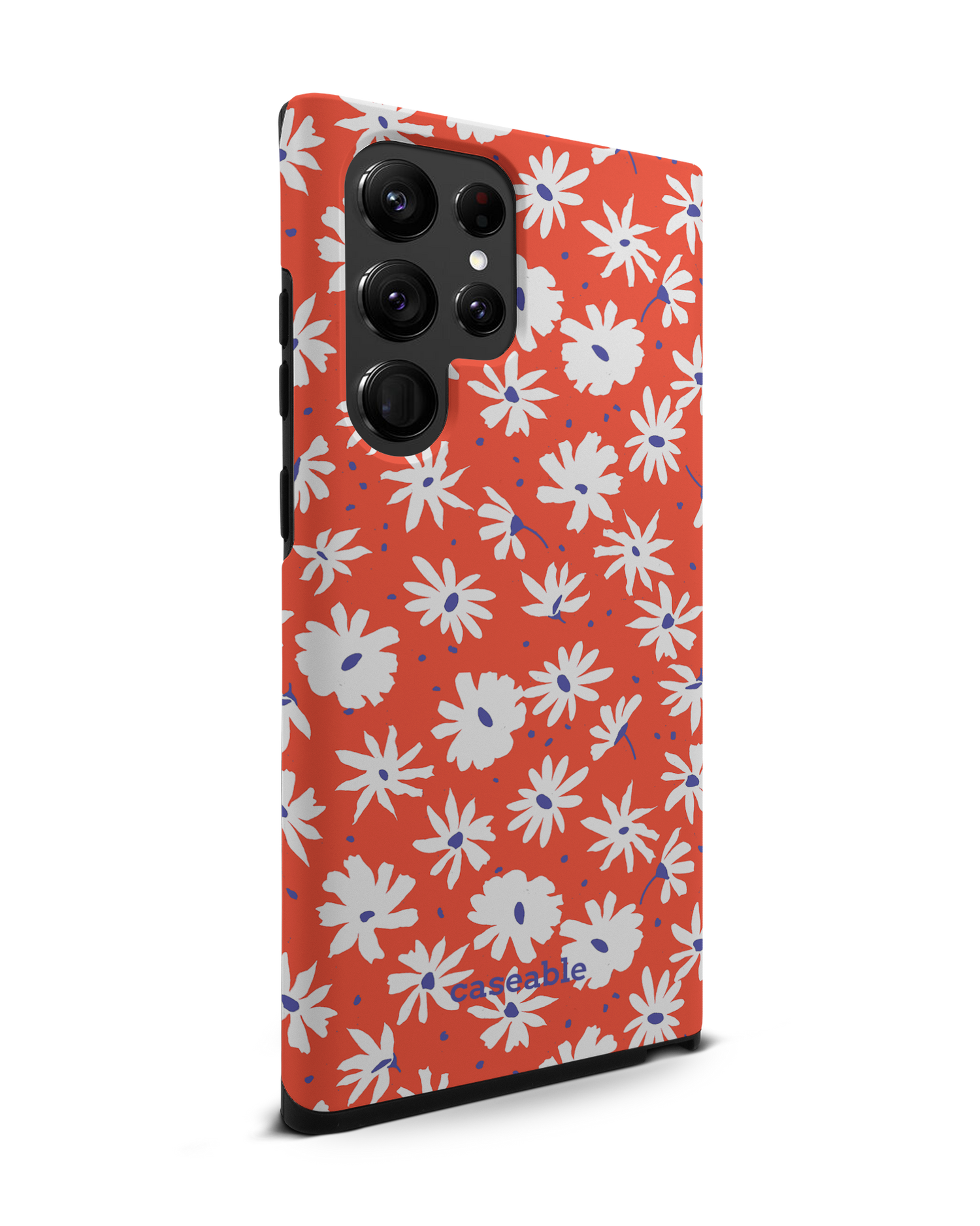 Retro Daisy Premium Phone Case Samsung Galaxy S22 Ultra 5G: View from the left side