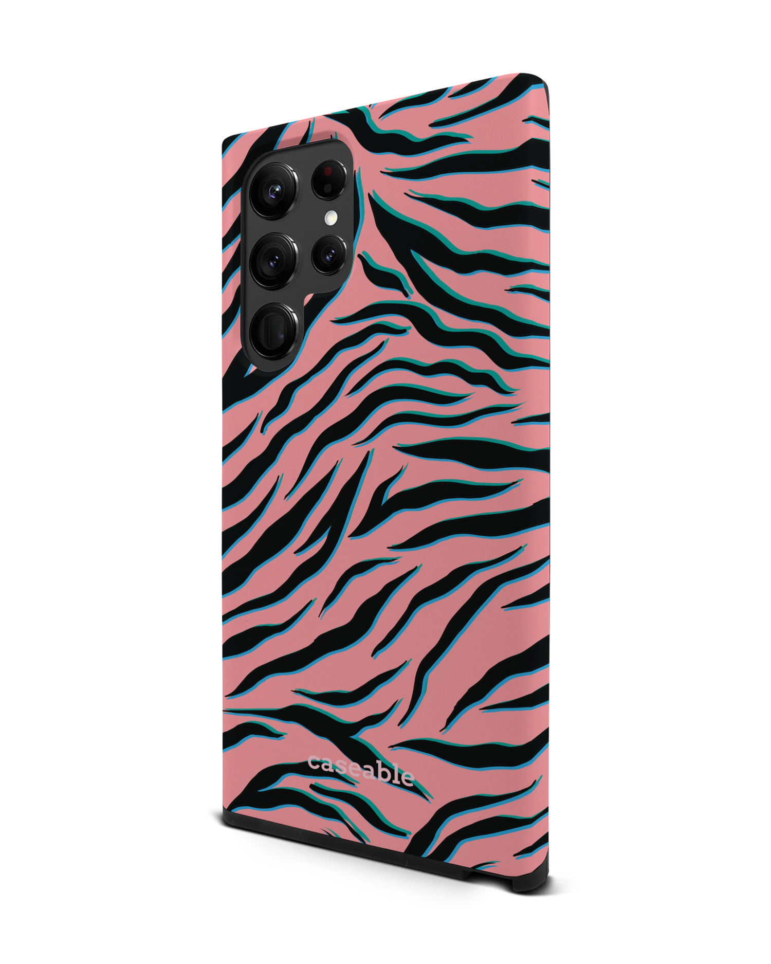 Pink Zebra Premium Phone Case Samsung Galaxy S22 Ultra 5G: View from the right side
